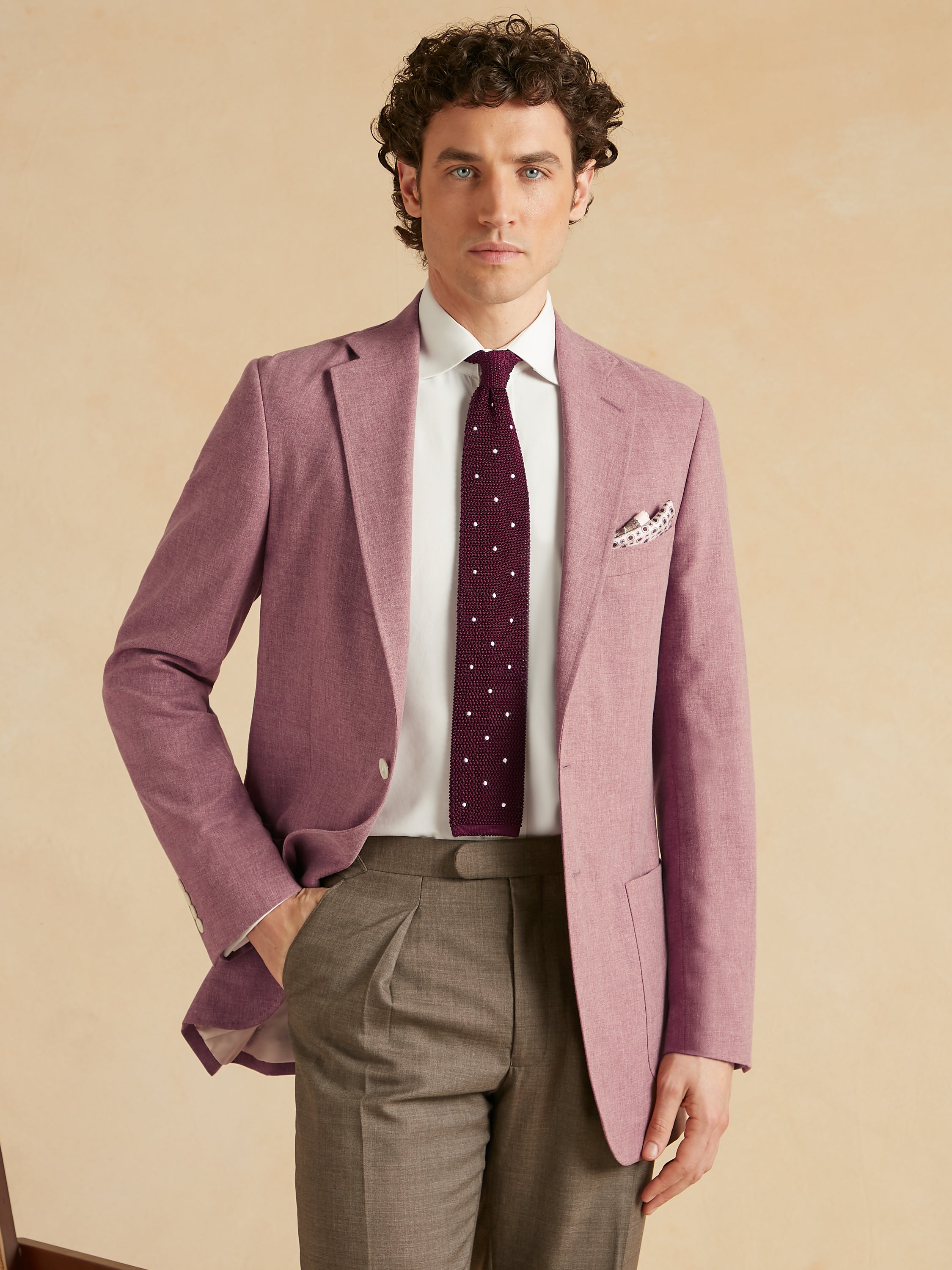 Unstructured Jacket Wool Cotton and Silk - Pink