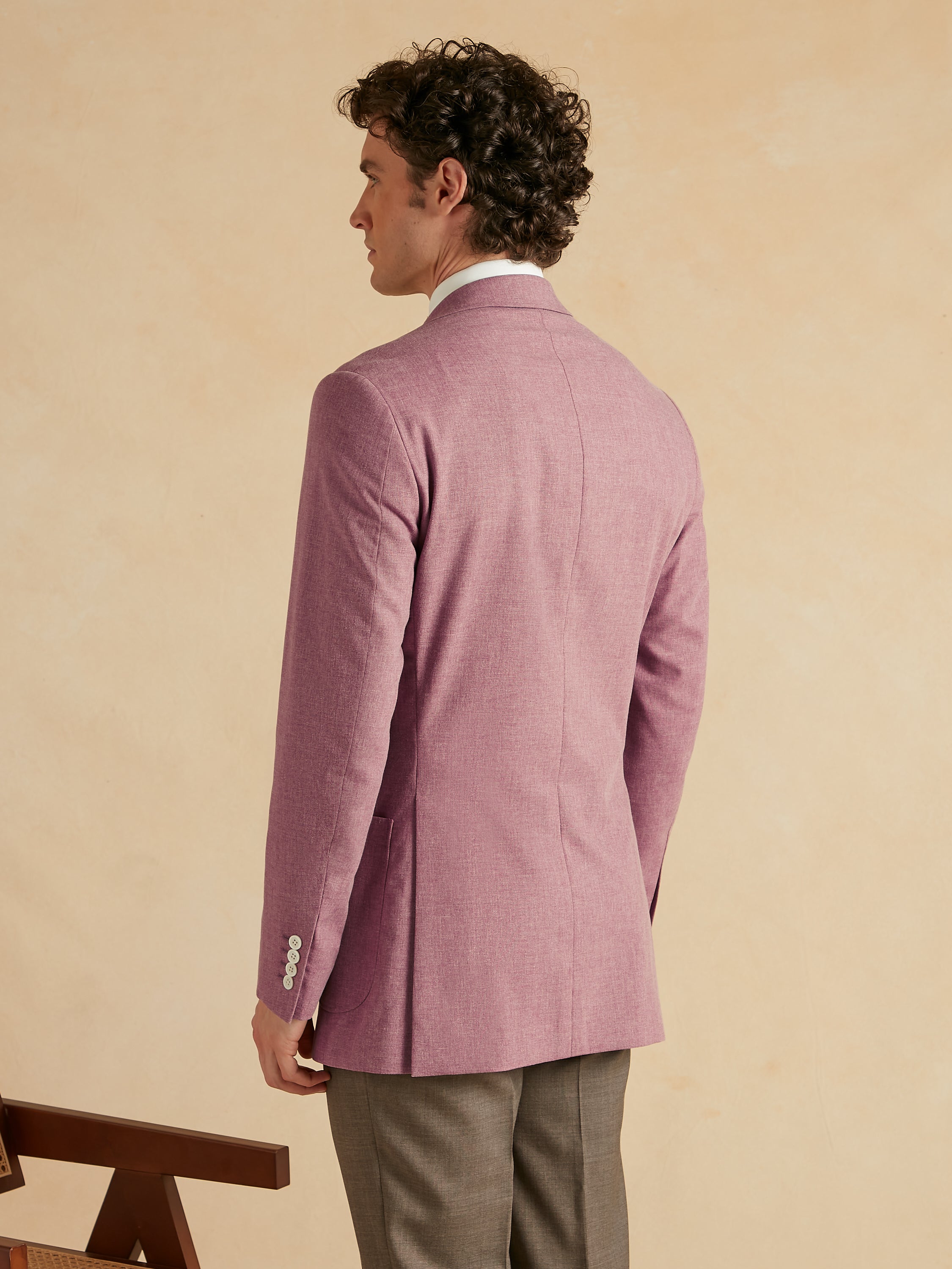 Unstructured Jacket Wool Cotton and Silk - Pink
