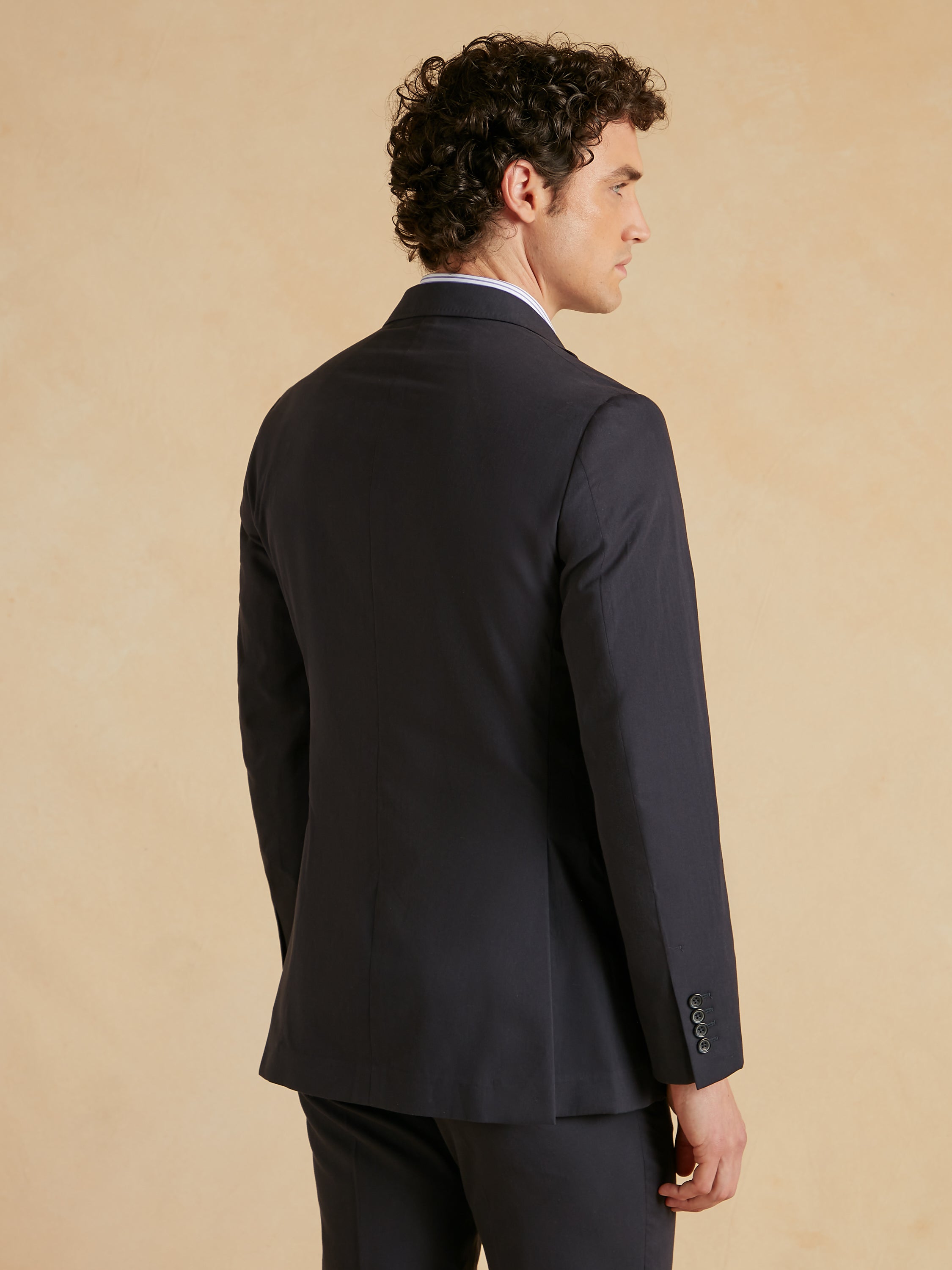 Unstructured Kapok Cotton Jacket - Navy