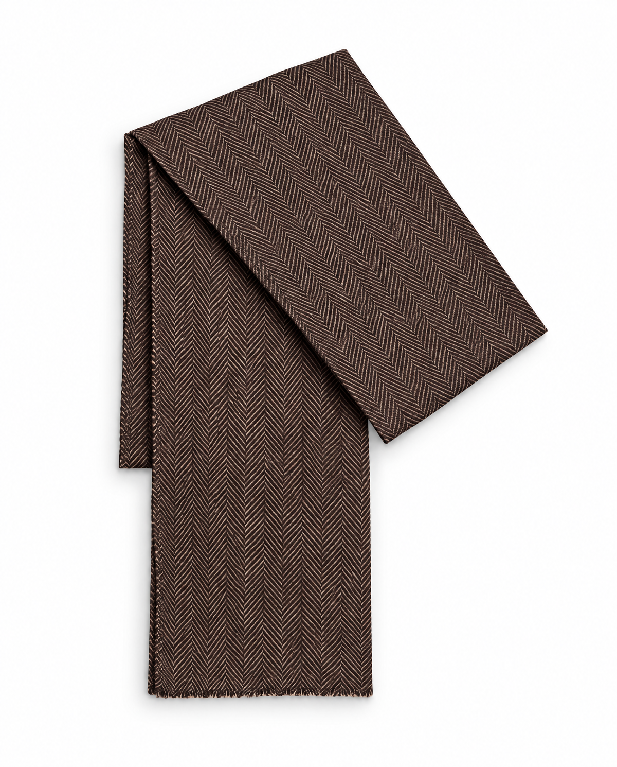 Wool & Silk Herringbone Scarf - Moss Green