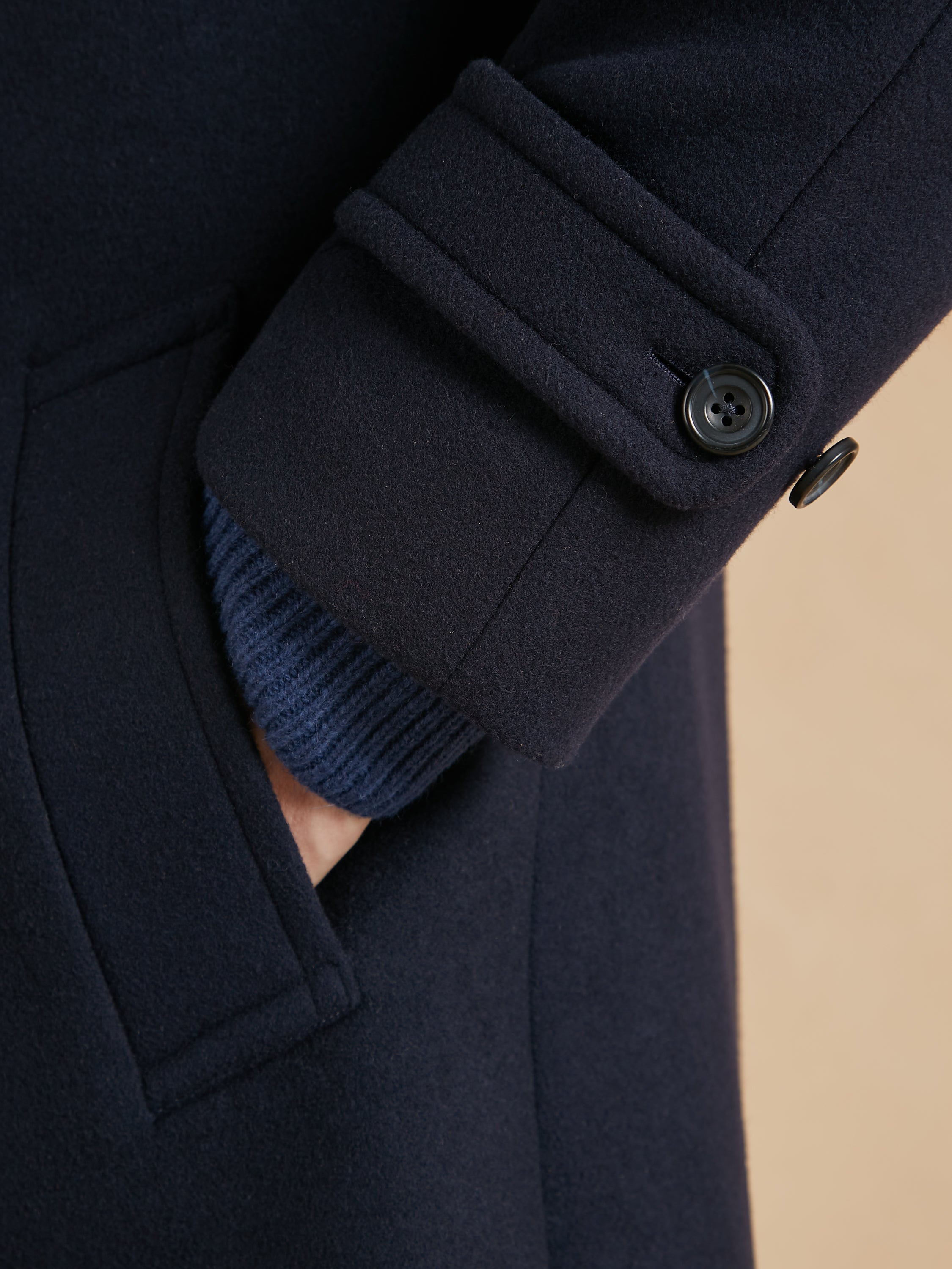 Balmacaan Overcoat - Navy Piacensa Double Faced Wool