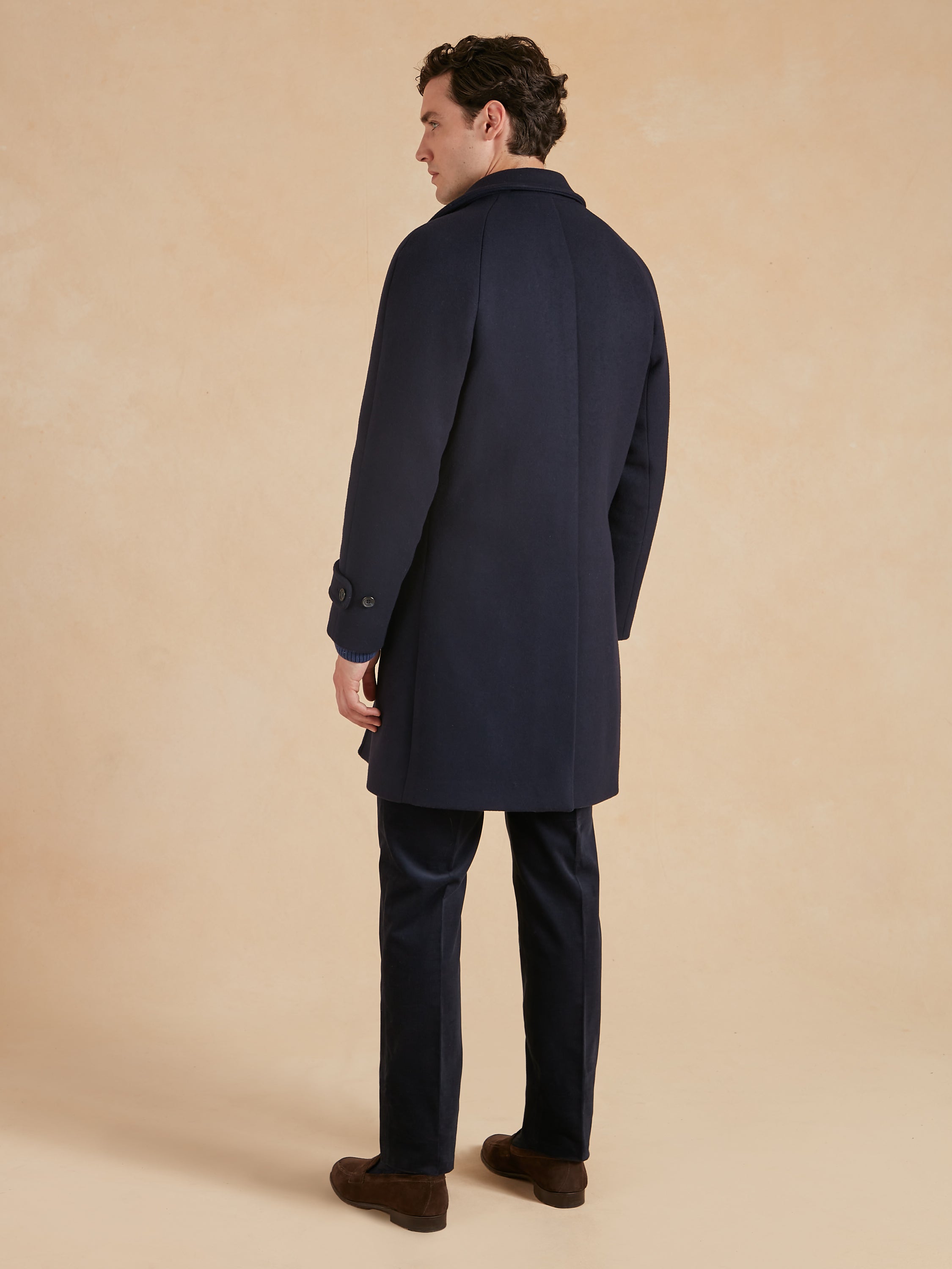 Balmacaan Overcoat - Navy Piacensa Double Faced Wool