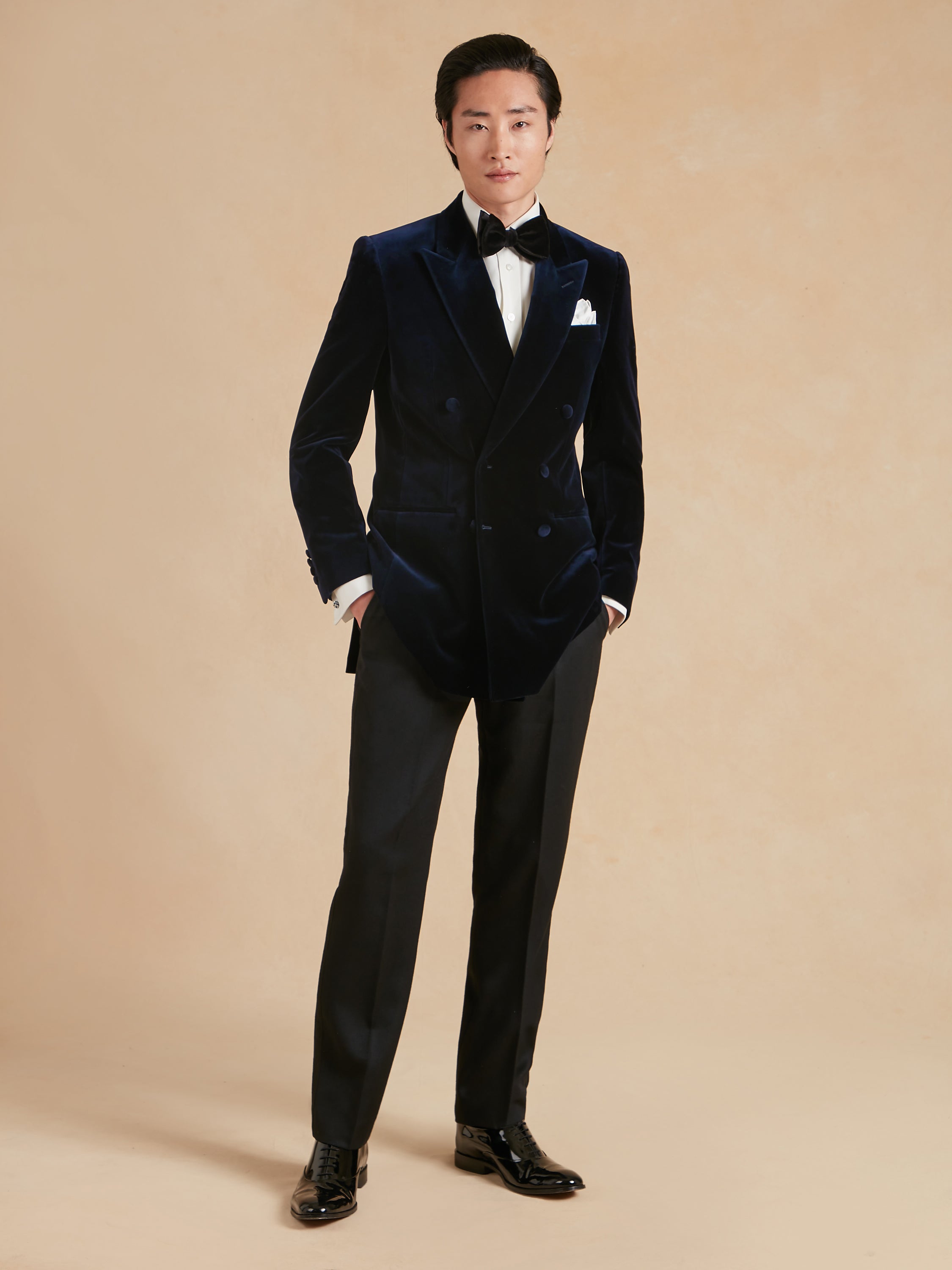Cadogan Smoking Jacket - Navy Velvet