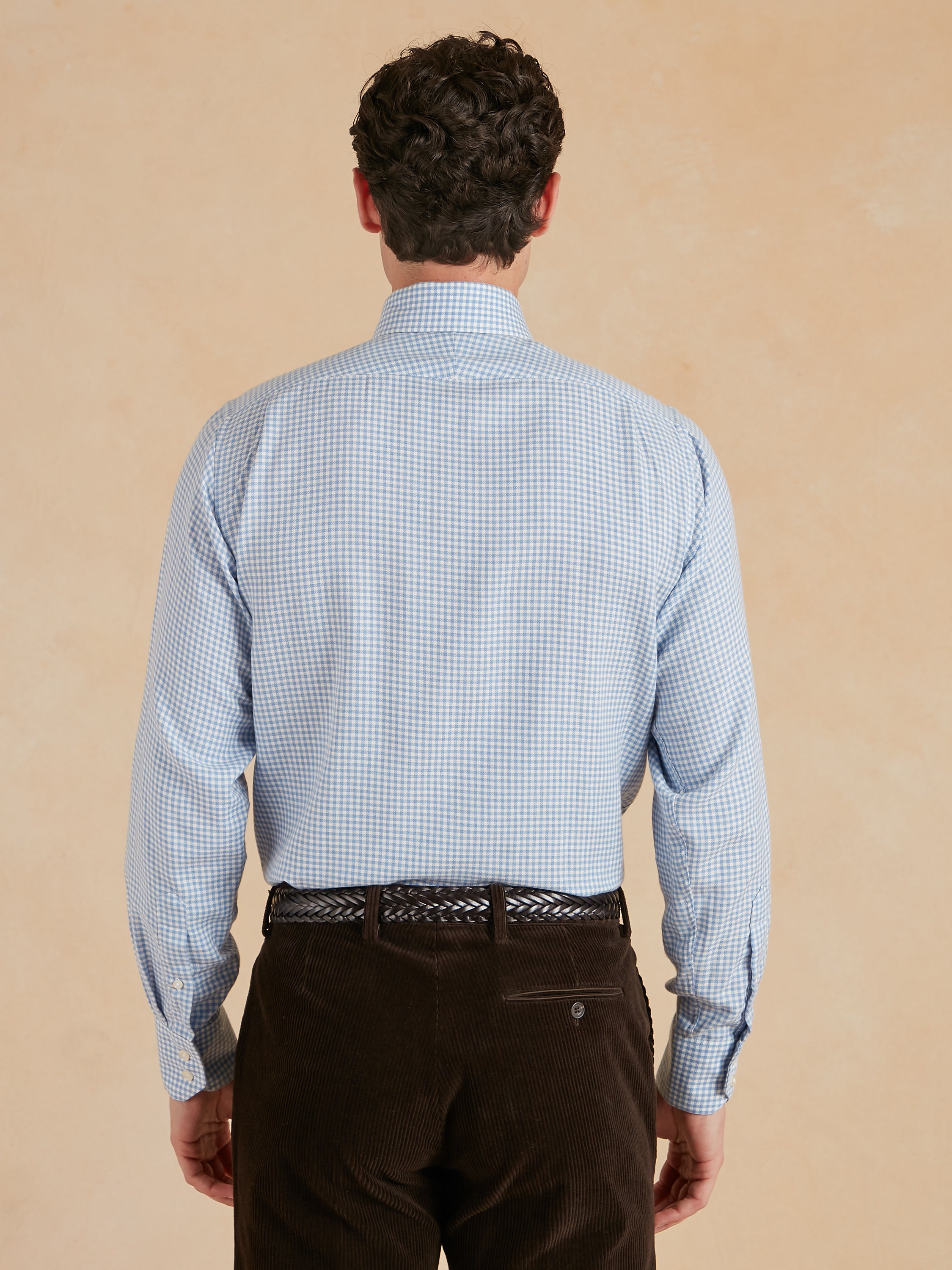 Cashmere Blend Gingham Shirt - Sky