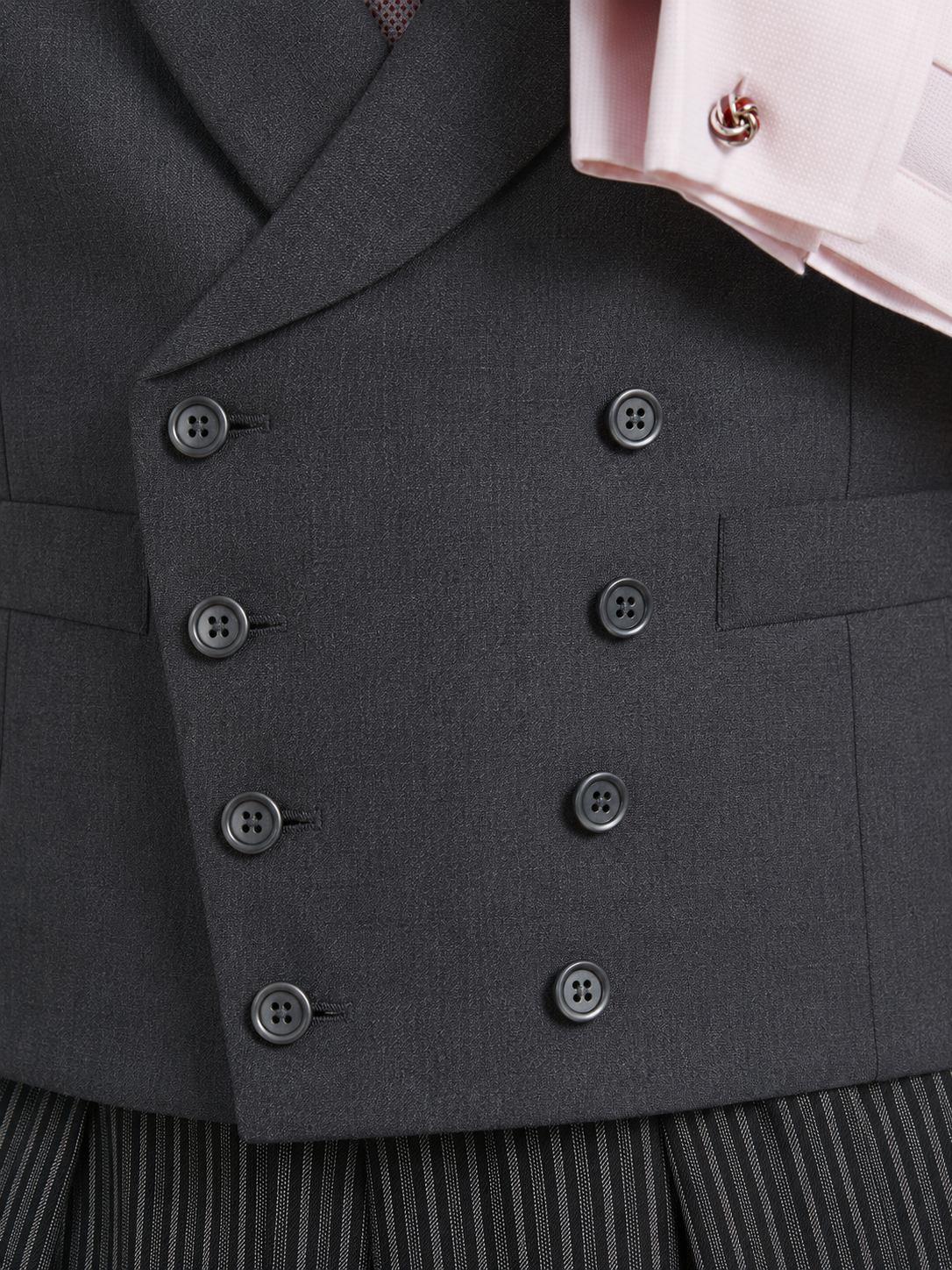 Double Breasted Waistcoat - Plain Grey Wool