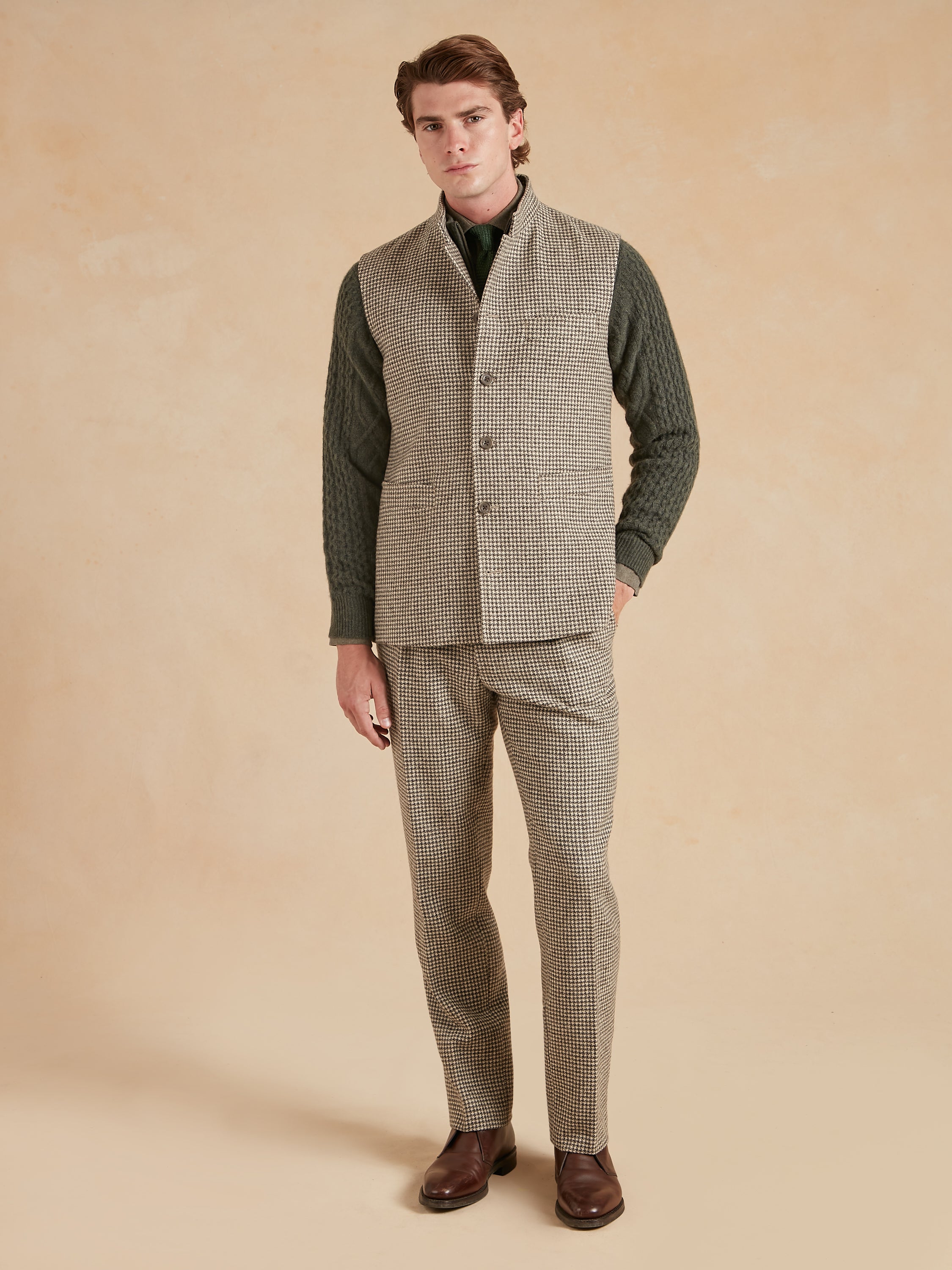 Gilet Tweed Dogtooth Tweed - Undyed Wool
