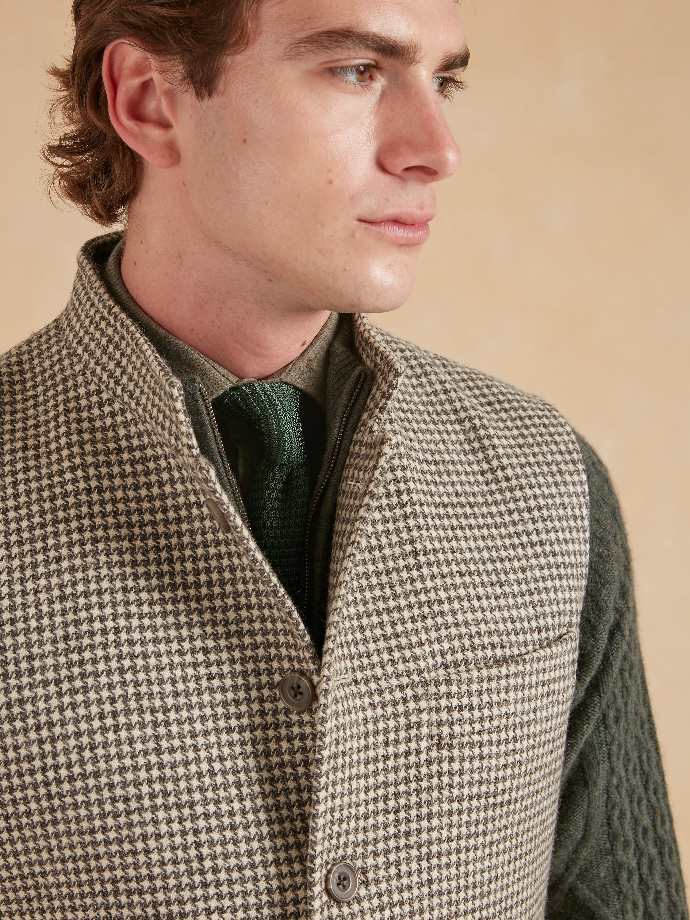 Gilet Tweed Dogtooth Tweed - Undyed Wool
