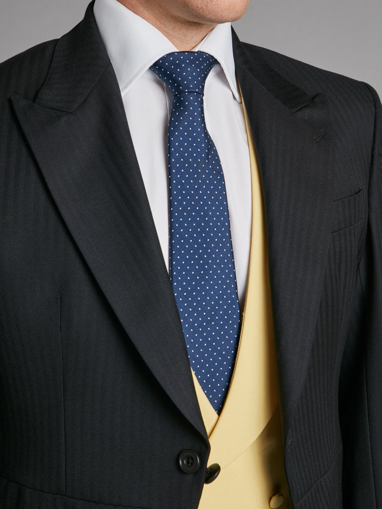 Morning Coat Italian Woven Herringbone - Black