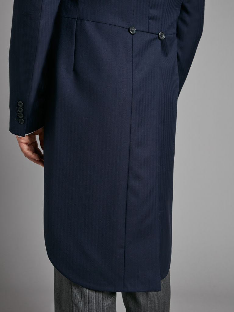 Morning Coat Italian Woven Herringbone - Navy