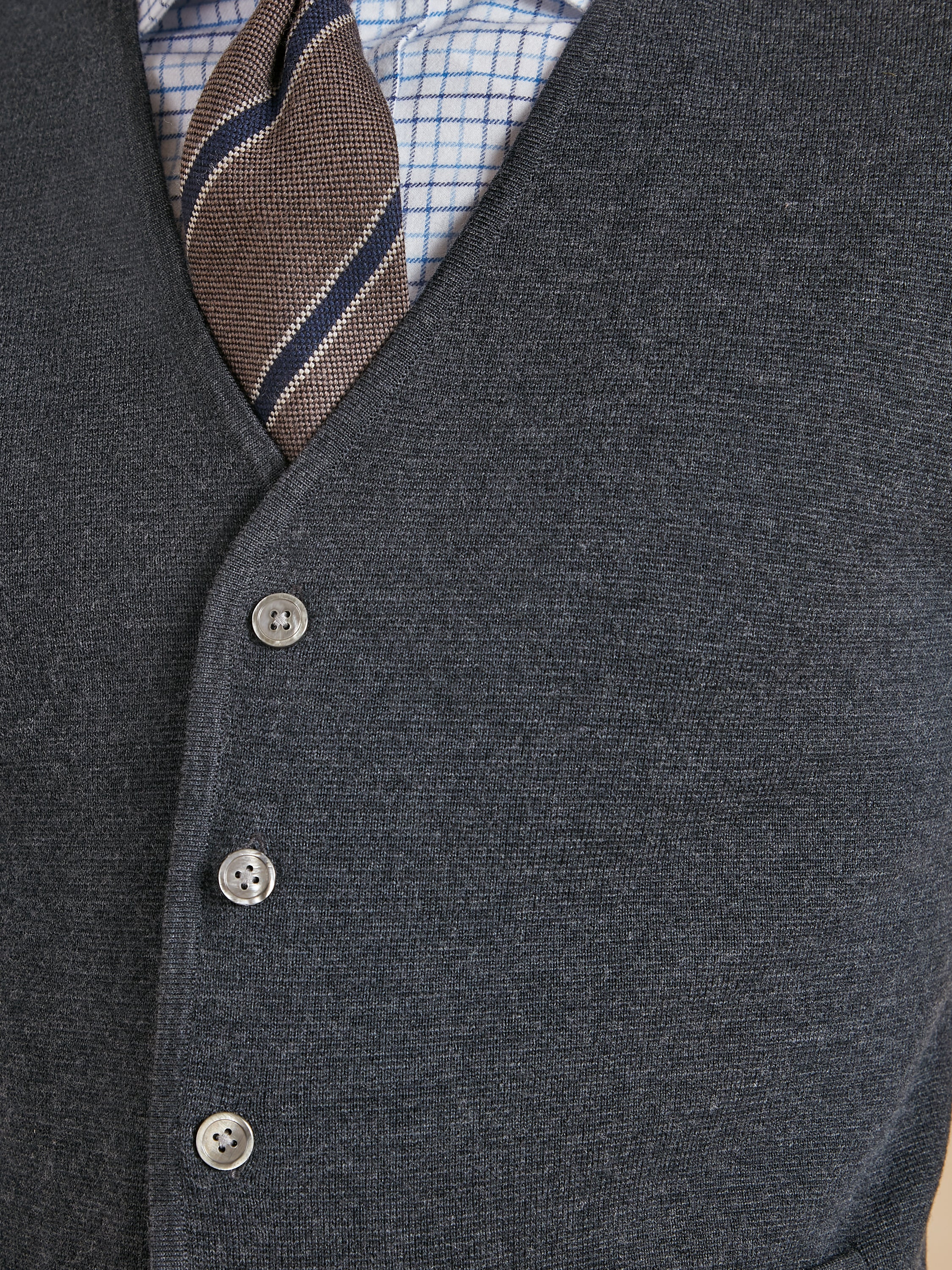 Fine Merino Wool Waistcoat - Charcoal