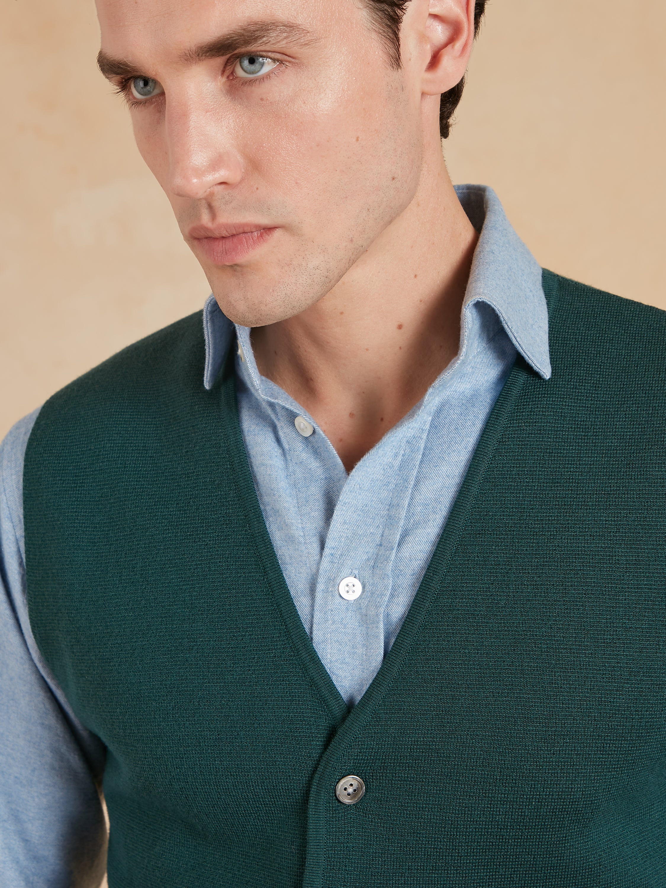 Fine Merino Wool Waistcoat - Bottle Green