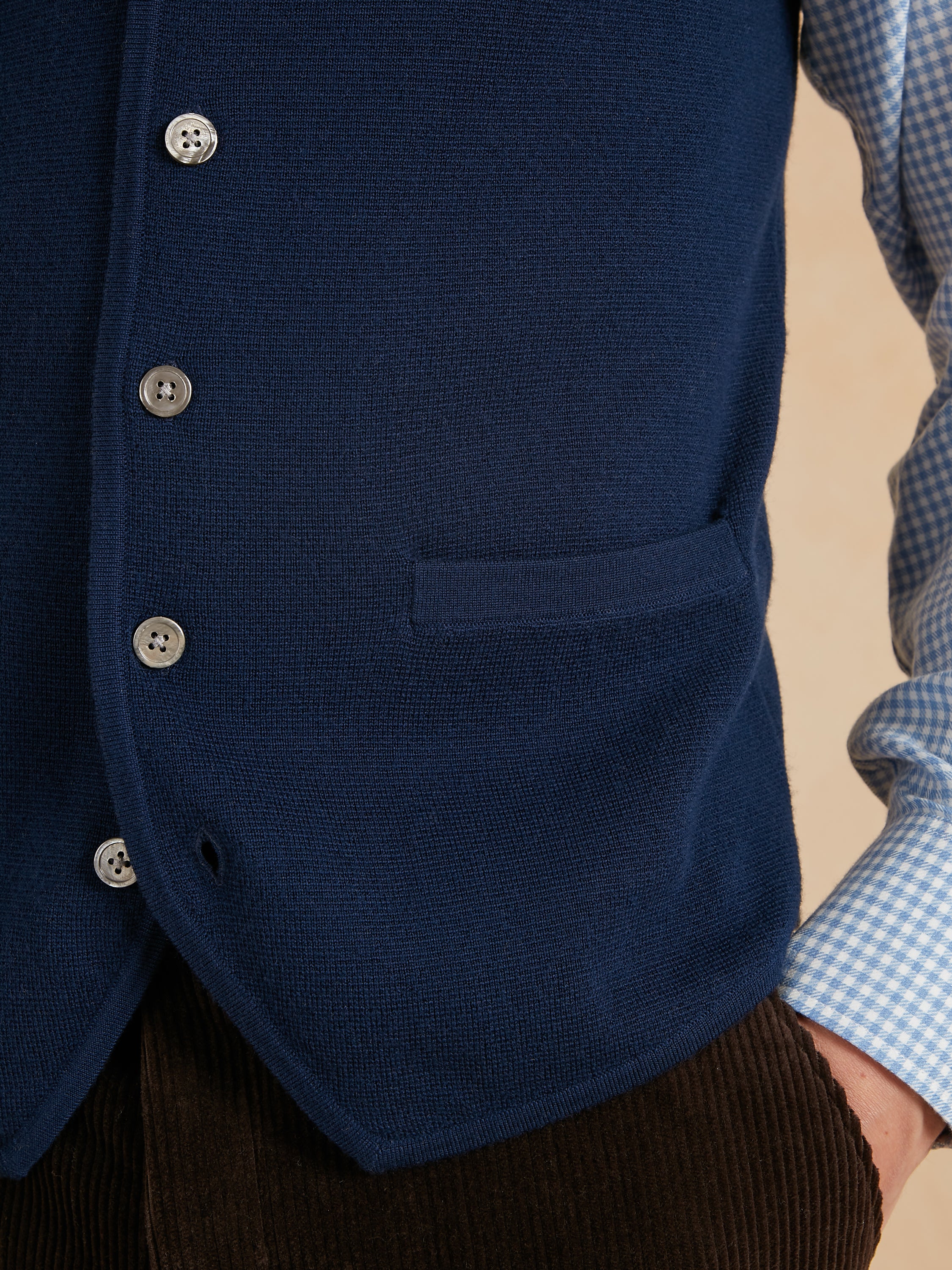 Fine Merino Wool Waistcoat - Navy