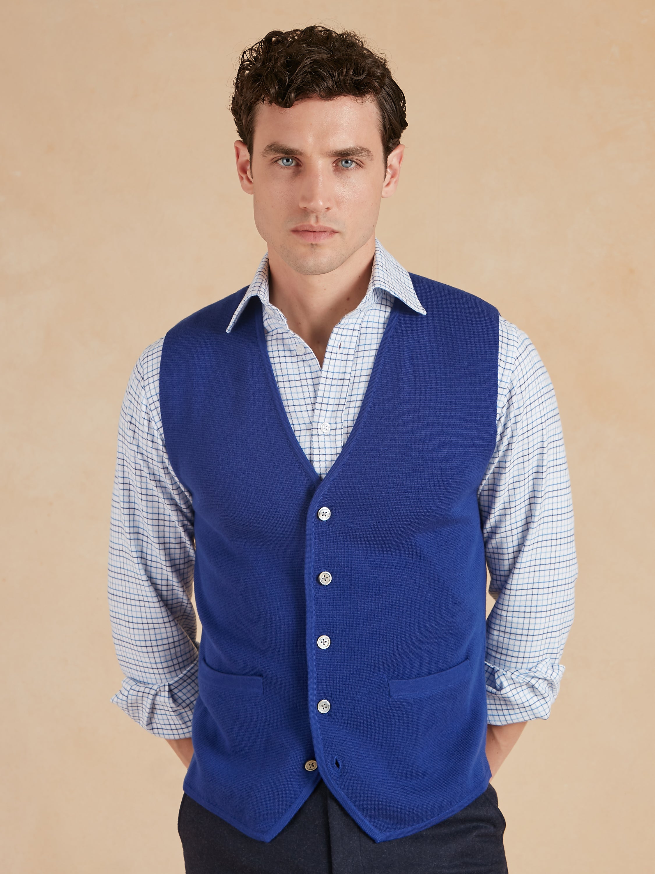 Fine Merino Wool Waistcoat - Rich Blue