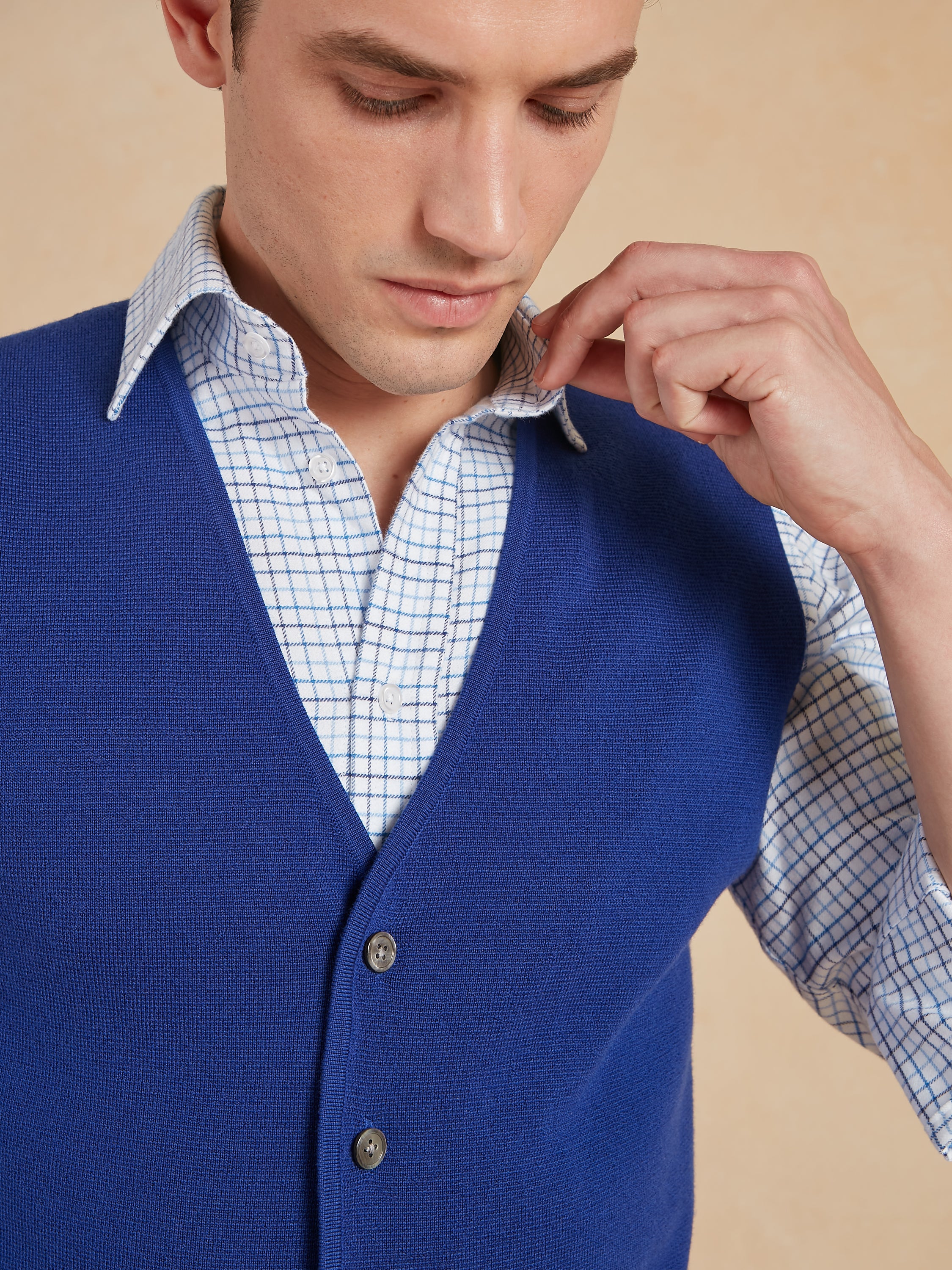 Fine Merino Wool Waistcoat - Rich Blue