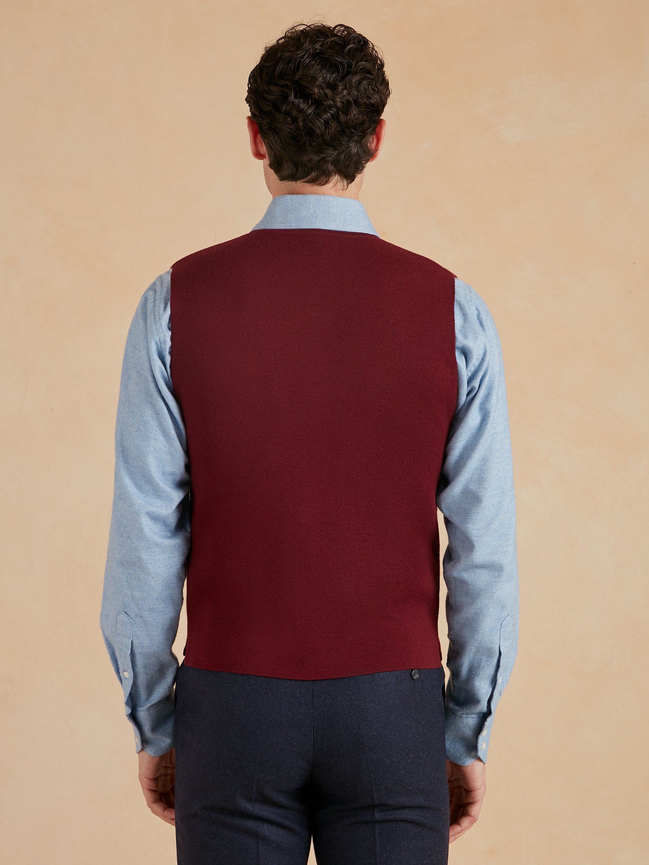 Fine Merino Wool Waistcoat - Wine