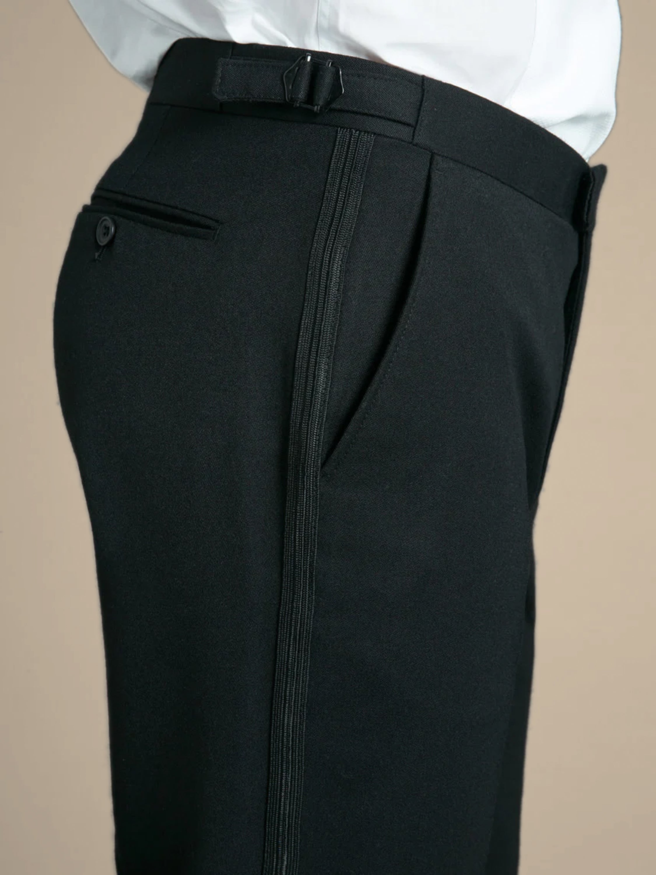 Dinner Trousers Hire - Black Barathea Wool