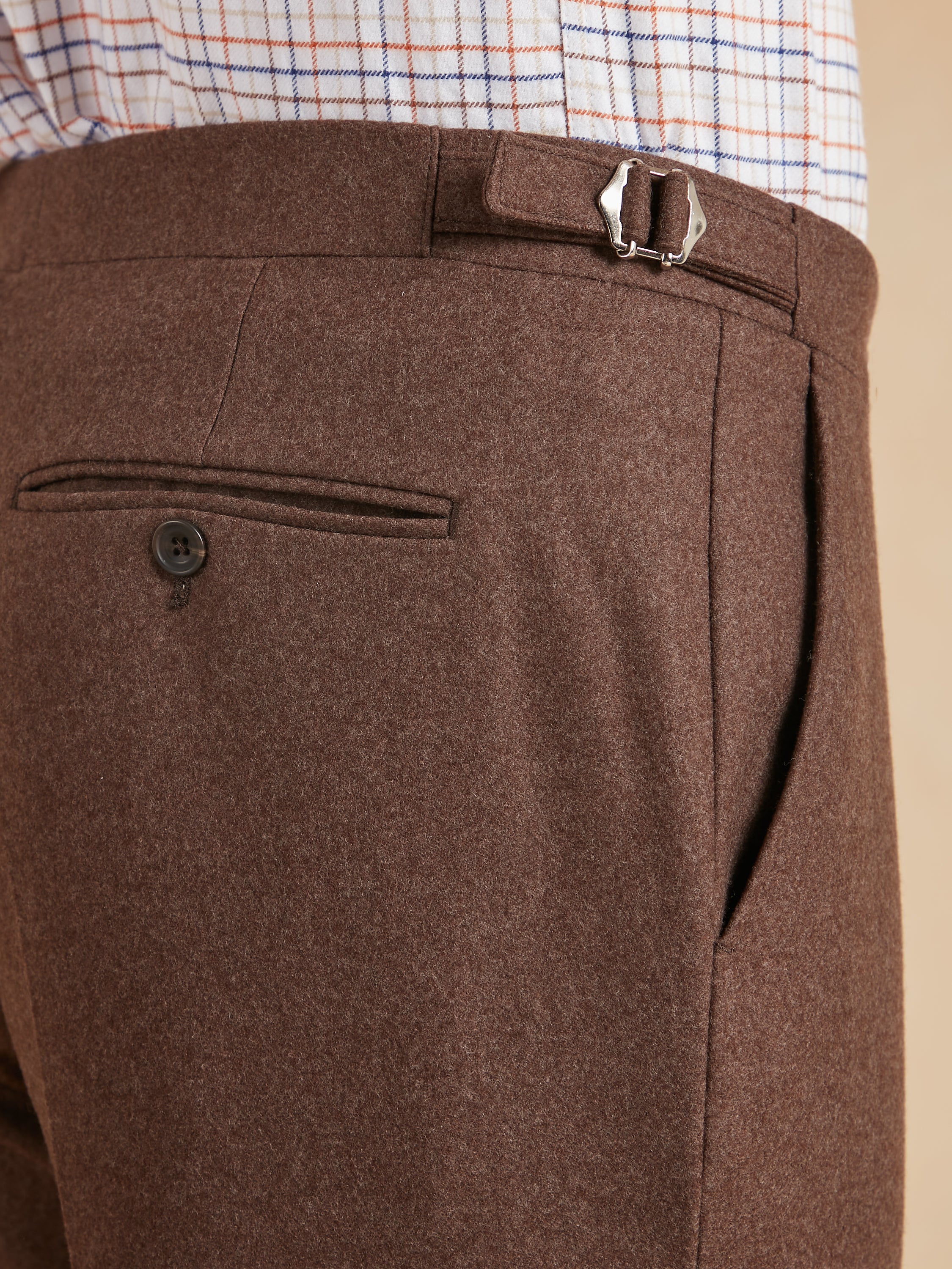 Flat Front Trousers - Brown Drago Flannel