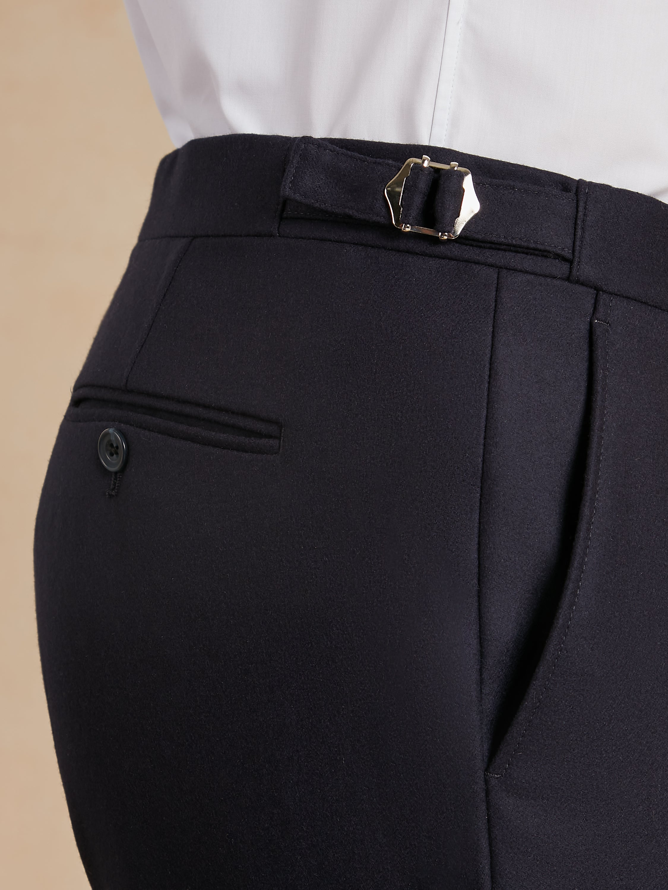 Flat Front Trousers - Navy Drago Flannel