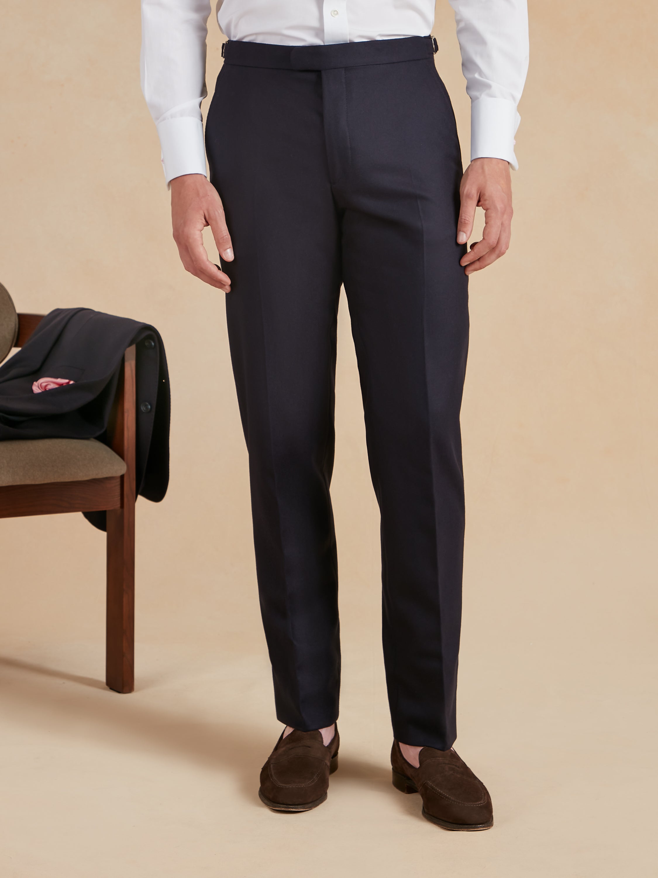 Flat Front Trousers - Navy Drago Flannel