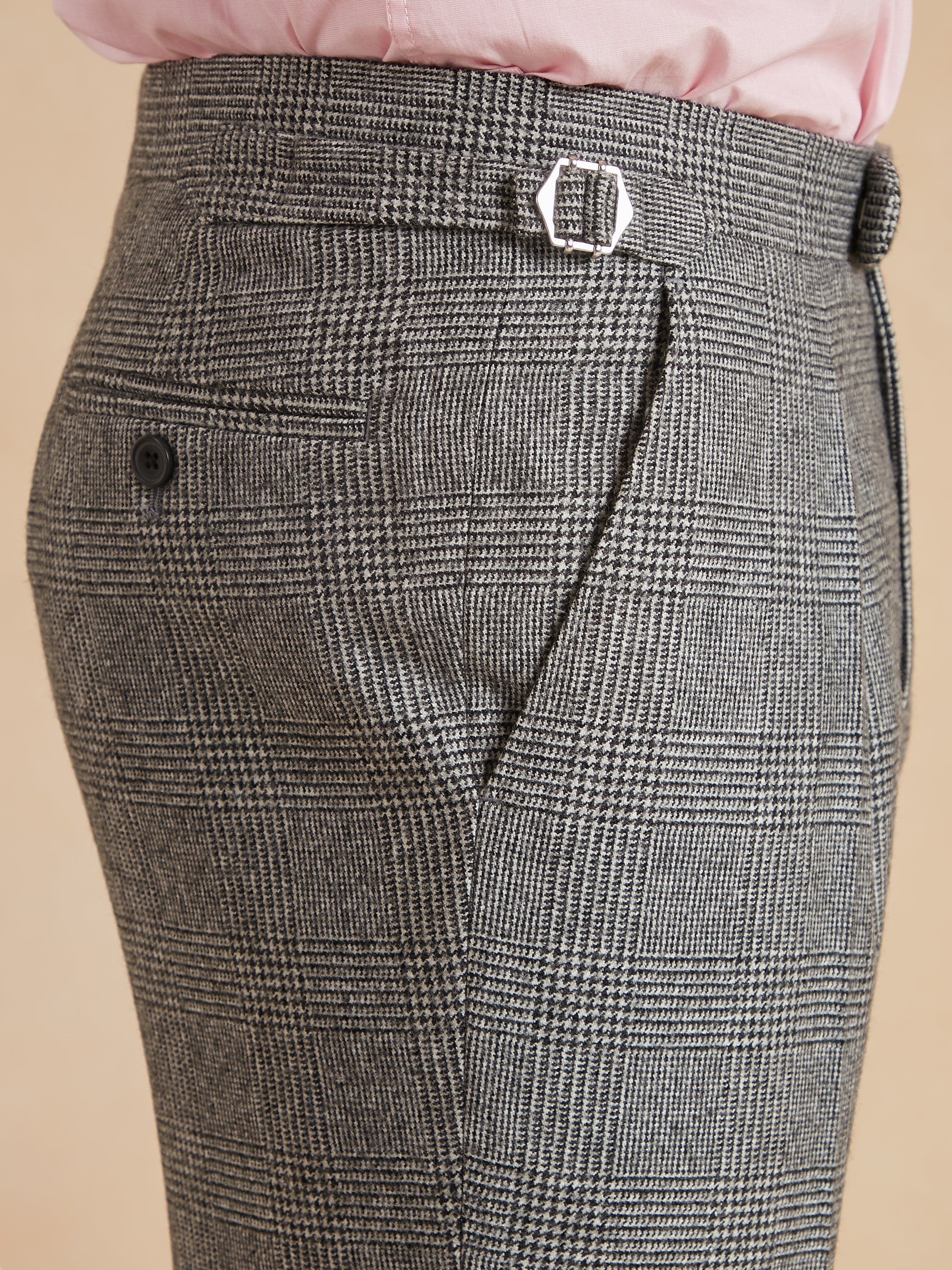 Pleated Trousers - Glen Plaid Flannel