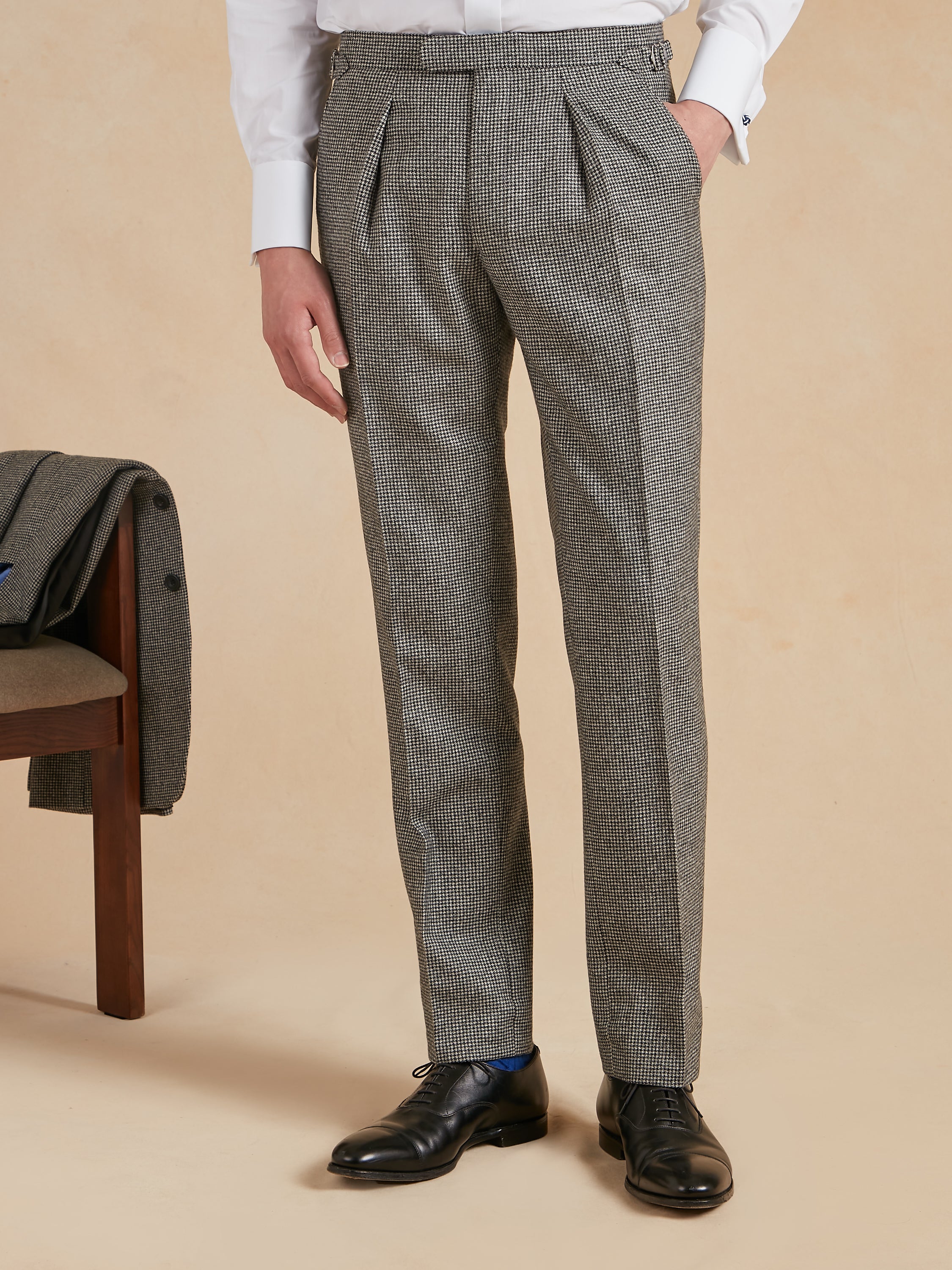 Pleated Trousers - Houndstooth Flannel
