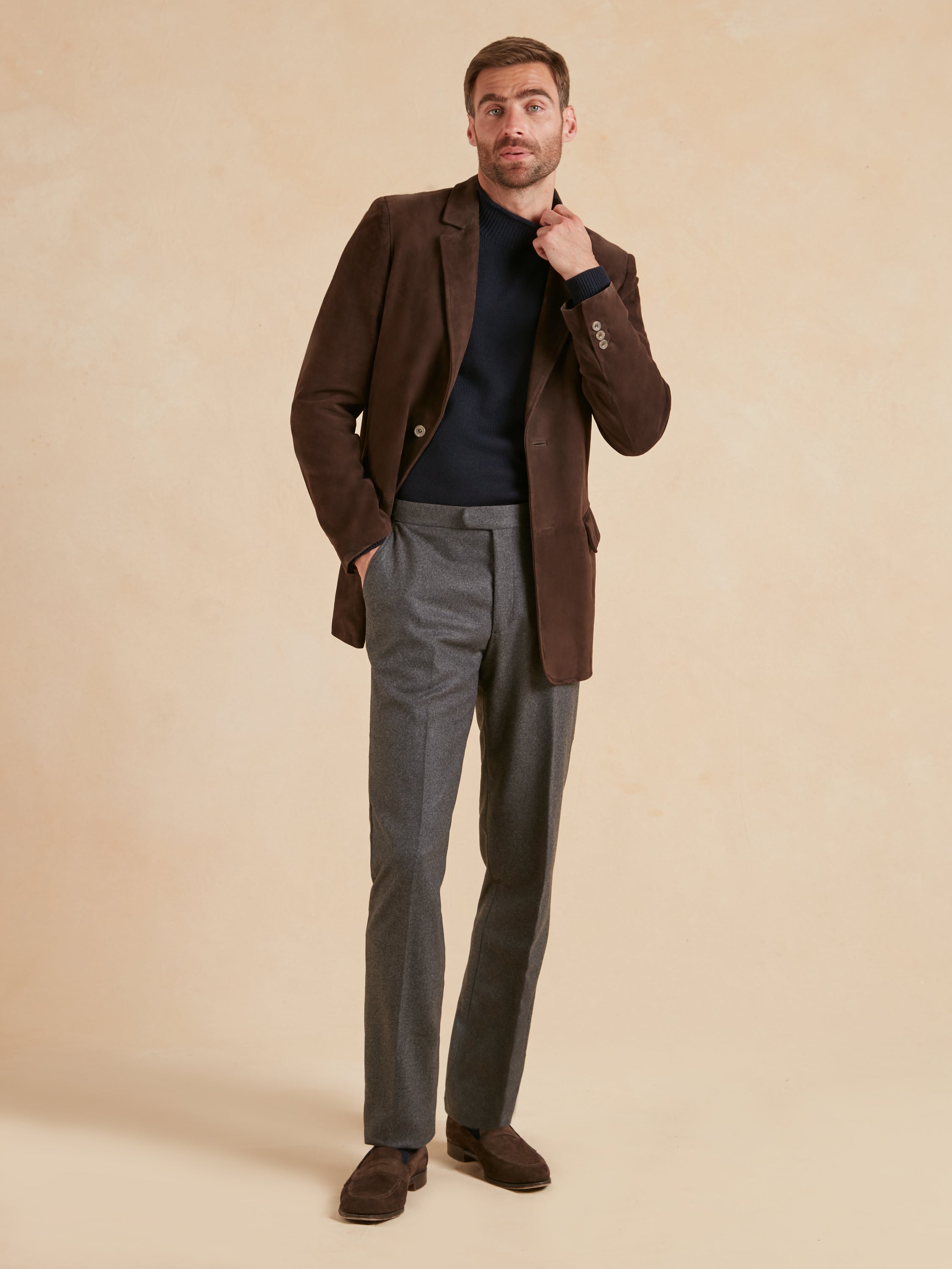 Eaton Jacket Suede Leather - Brown