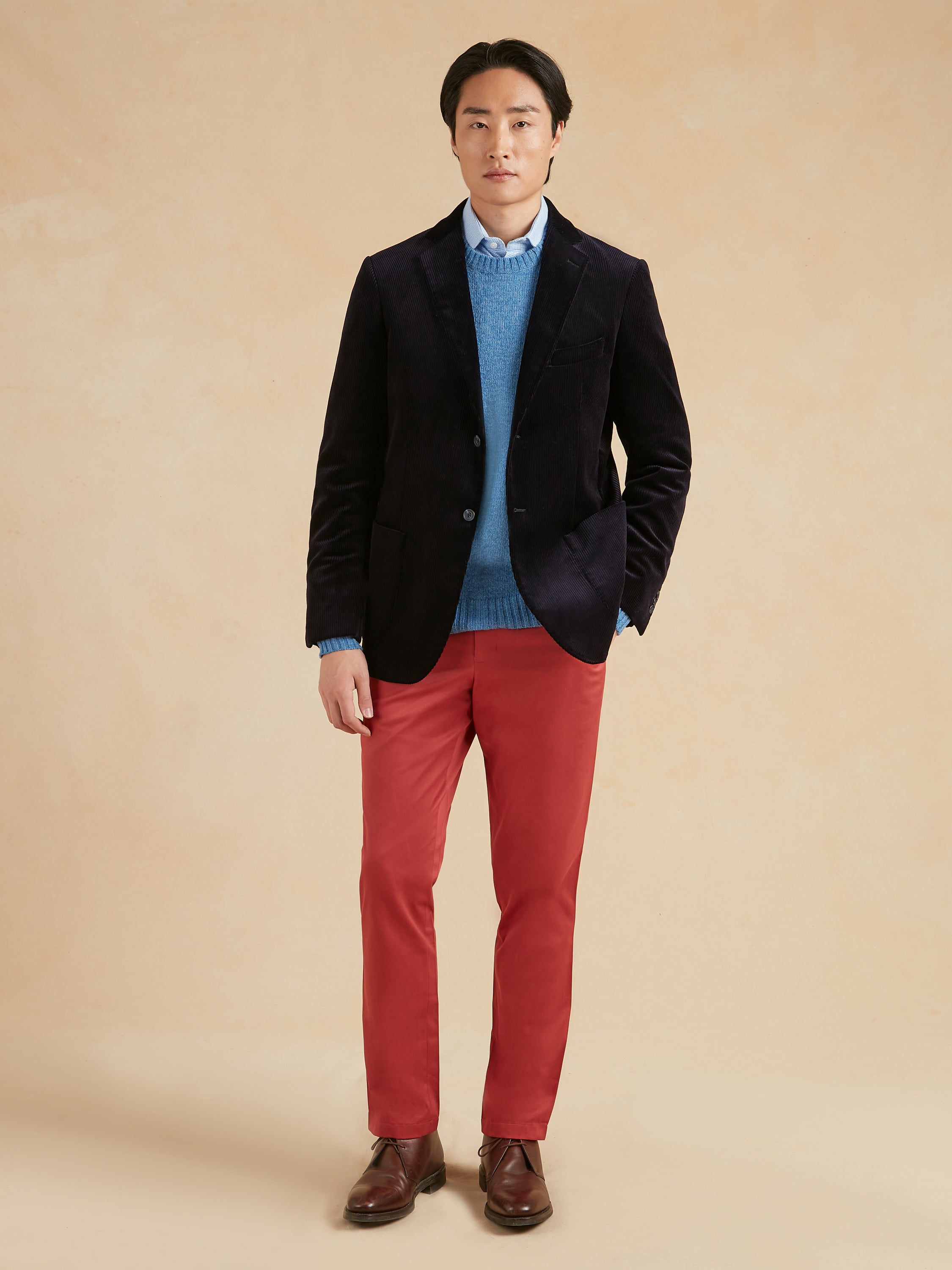 Unstructured Corduroy Jacket Cotton - Navy