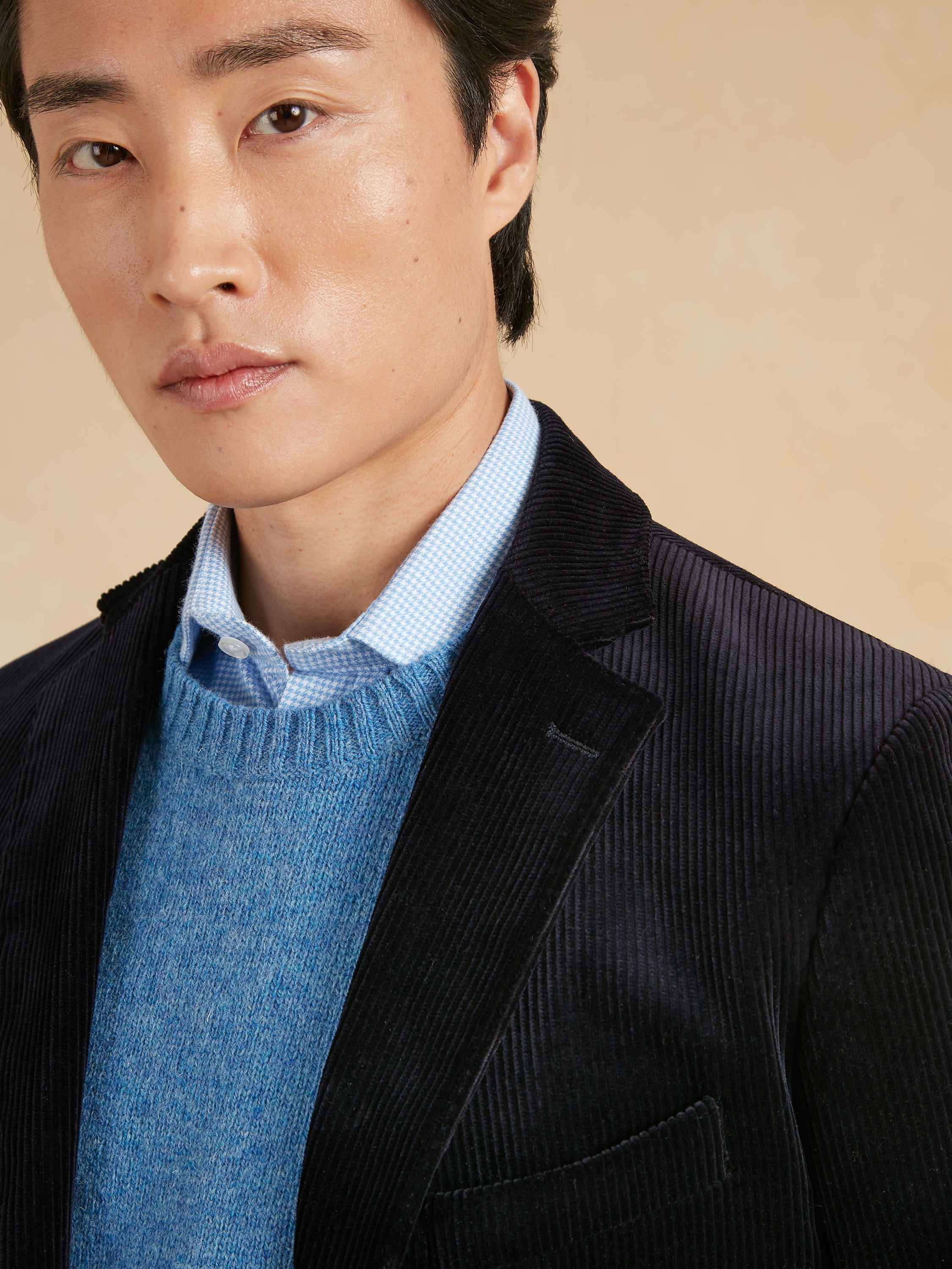 Unstructured Corduroy Jacket Cotton - Navy