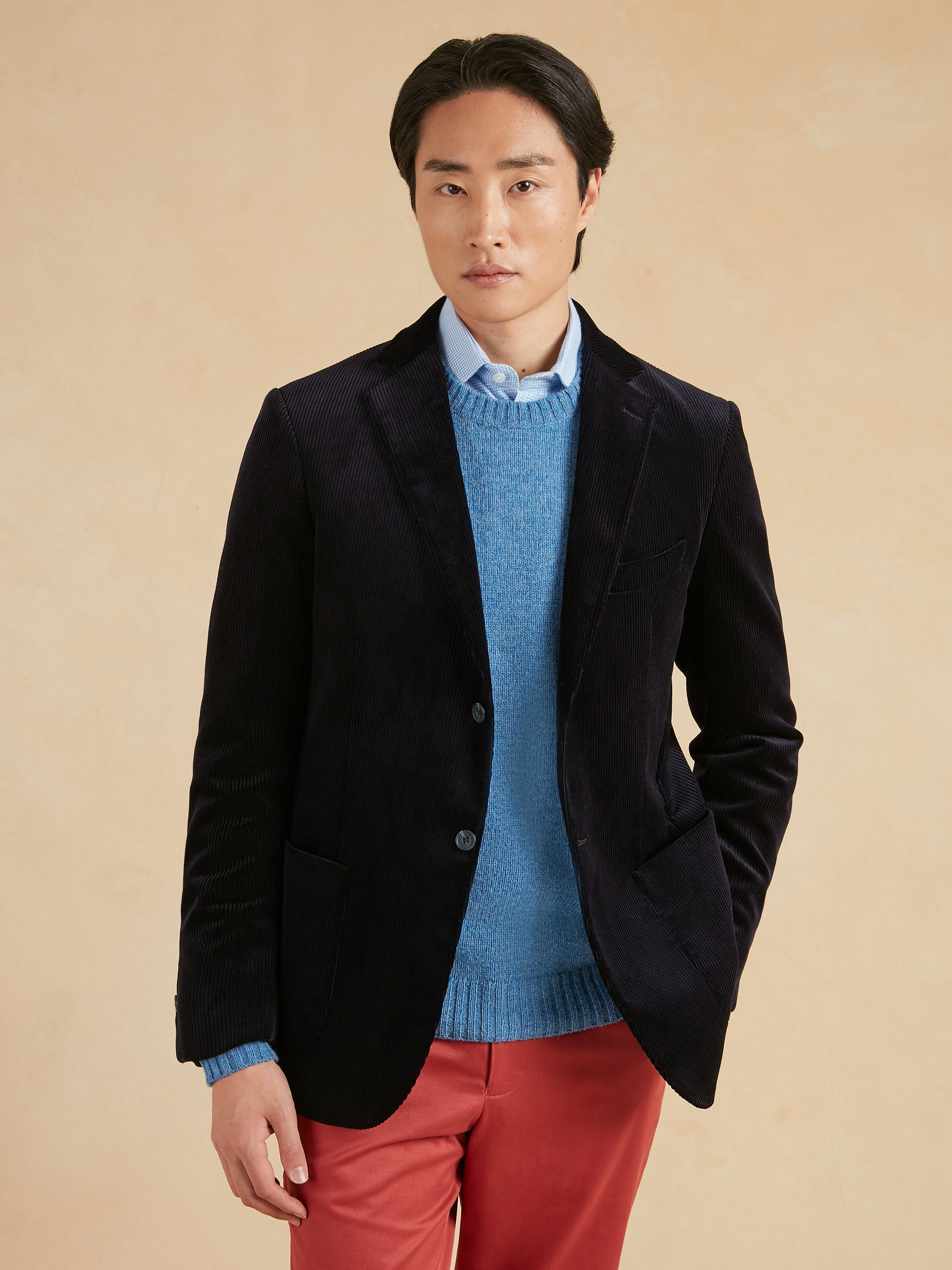 Unstructured Corduroy Jacket Cotton - Navy