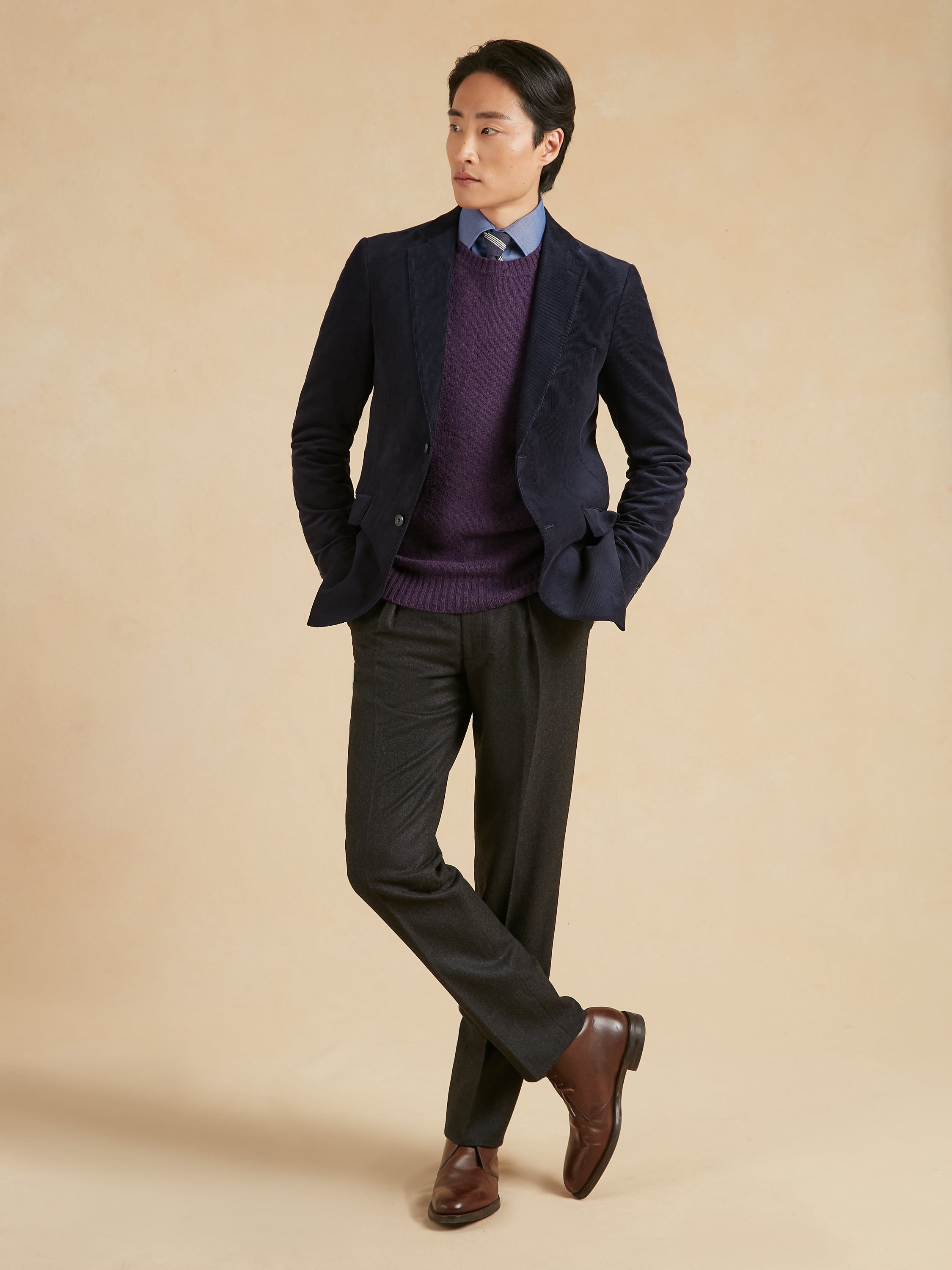 Unstructured Eaton Jacket Needlecord - Navy