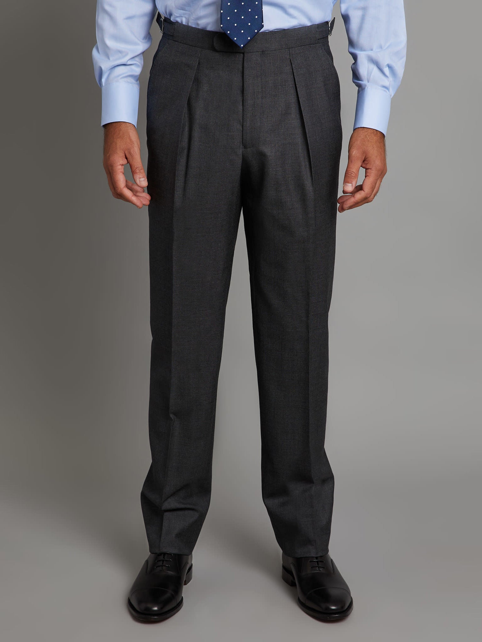 Pleated Suit Trousers Plain Grey Men's Suit Trousers Oliver