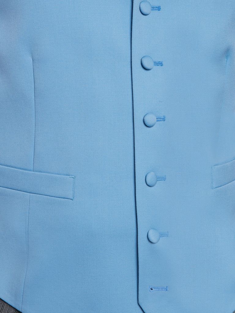 Single Breasted Wool Waistcoat - Mid Blue