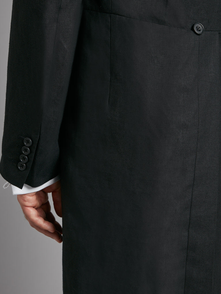 Unlined Morning Coat - Black Linen