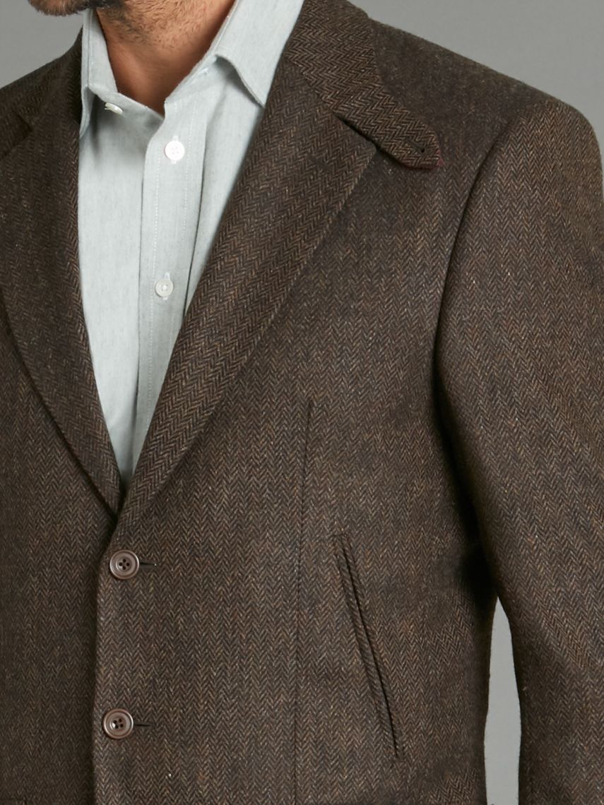 Country Jacket with Half Belt - Brown