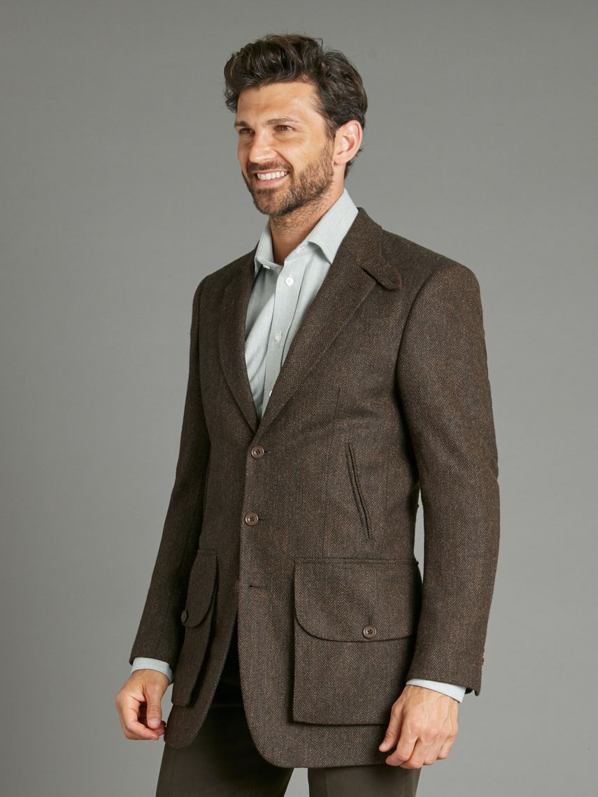 Country Jacket with Half Belt - Brown