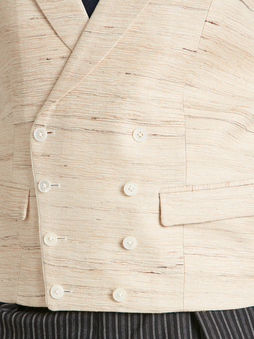 Double Breasted Waistcoat Woven Silk - Natural