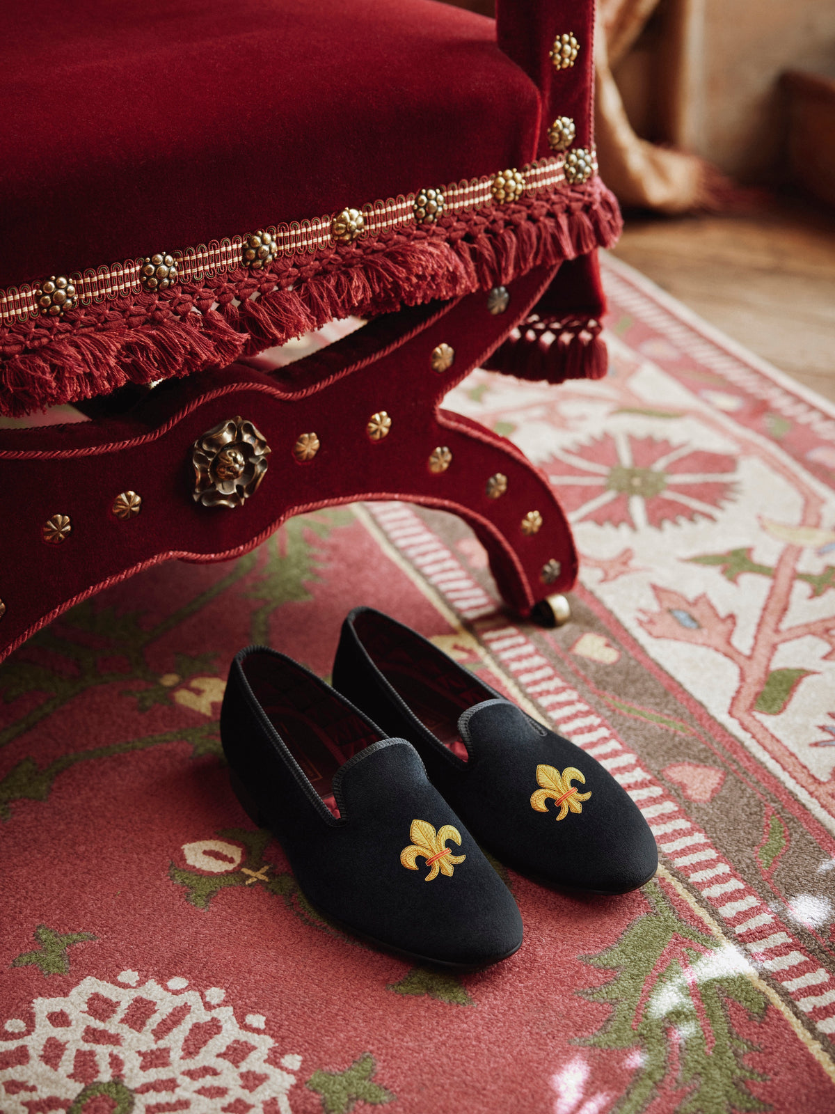 Embroidered Velvet Albert Slippers
