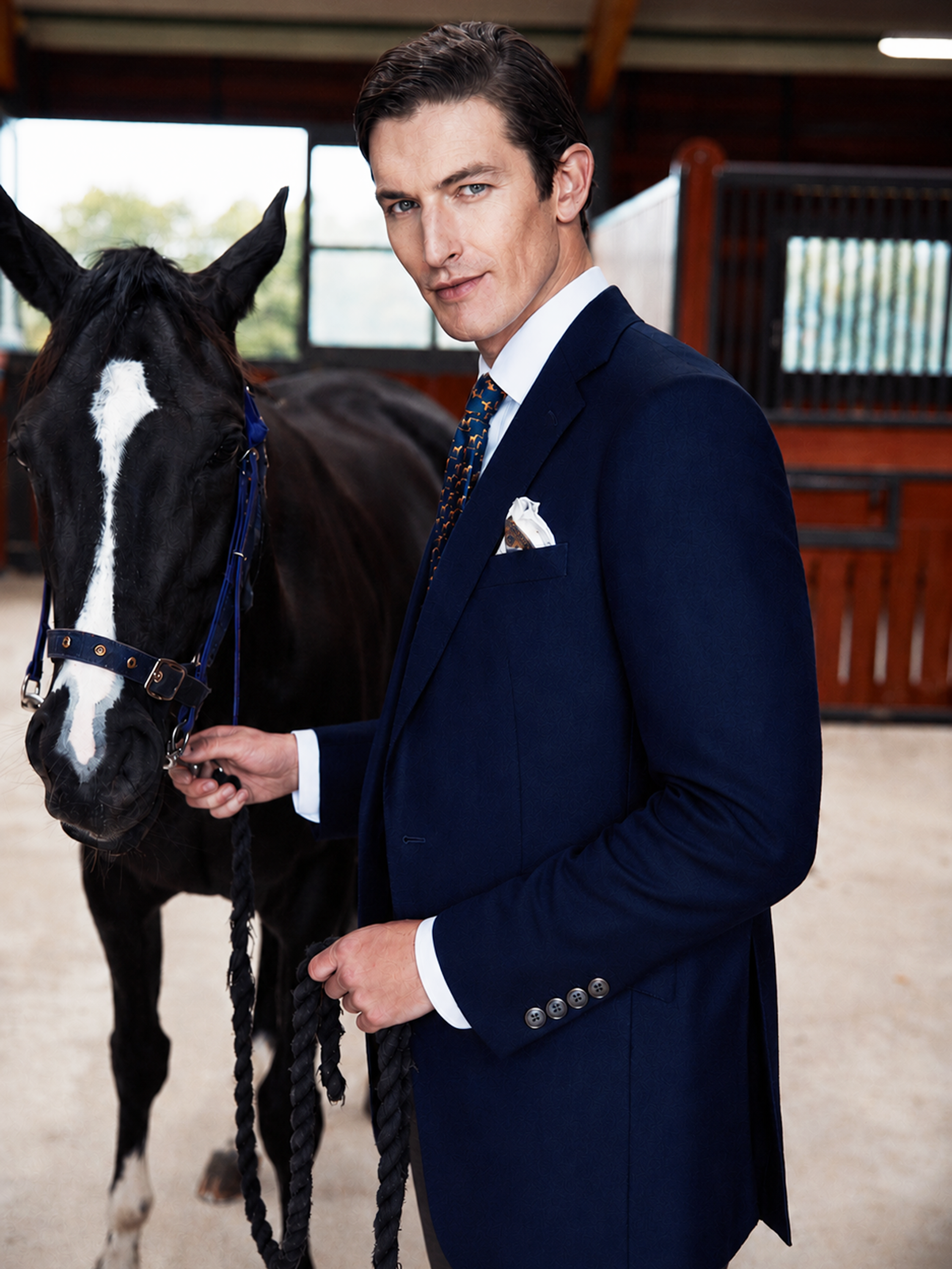 Single Breasted Lightweight Blazer Wool Linen - Navy