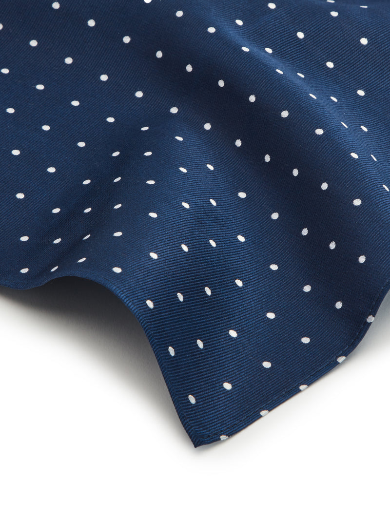 Silk Handkerchief - Navy Polka Dot