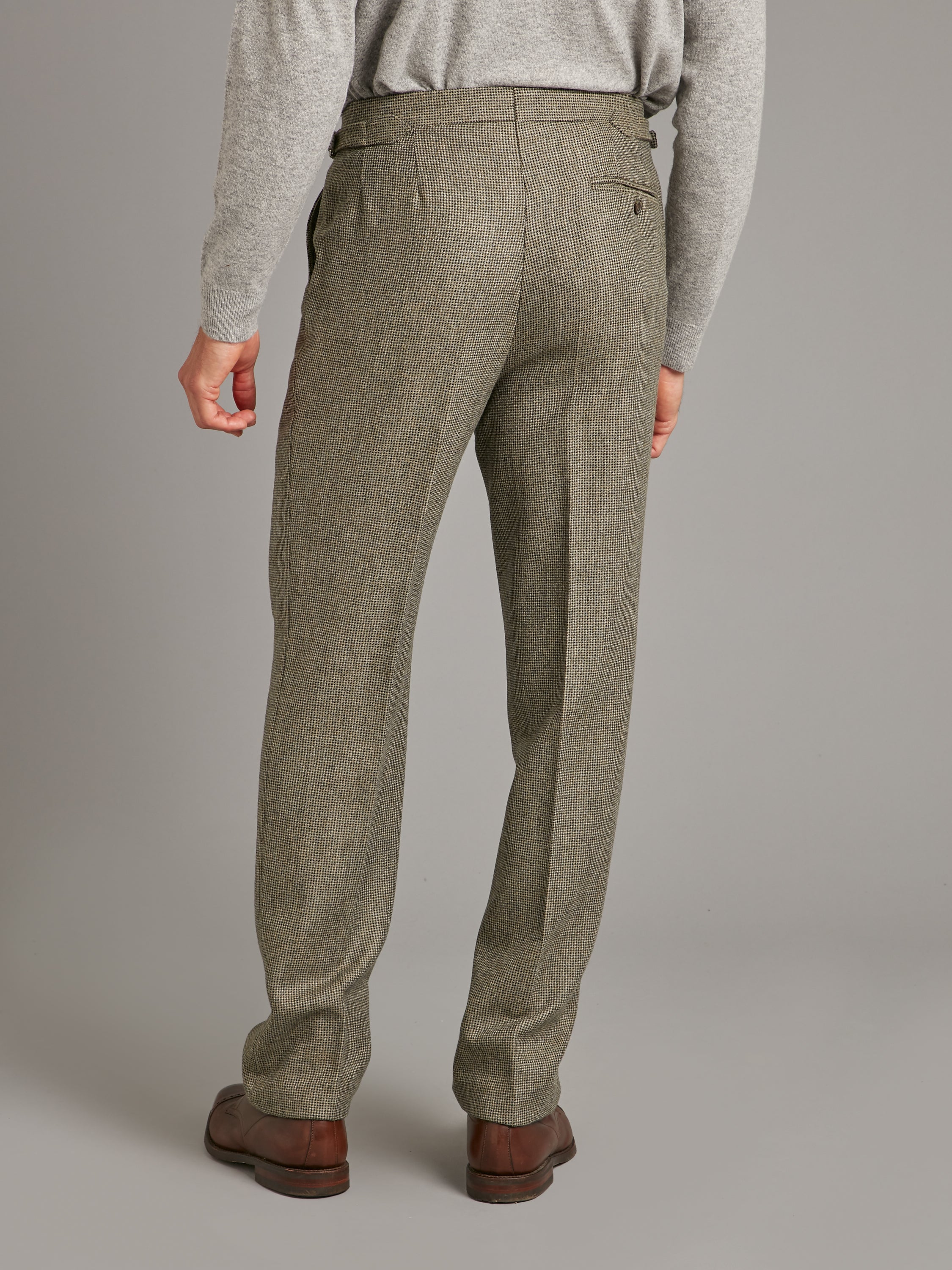 Pleated Trousers - Nailhead Cool Sage