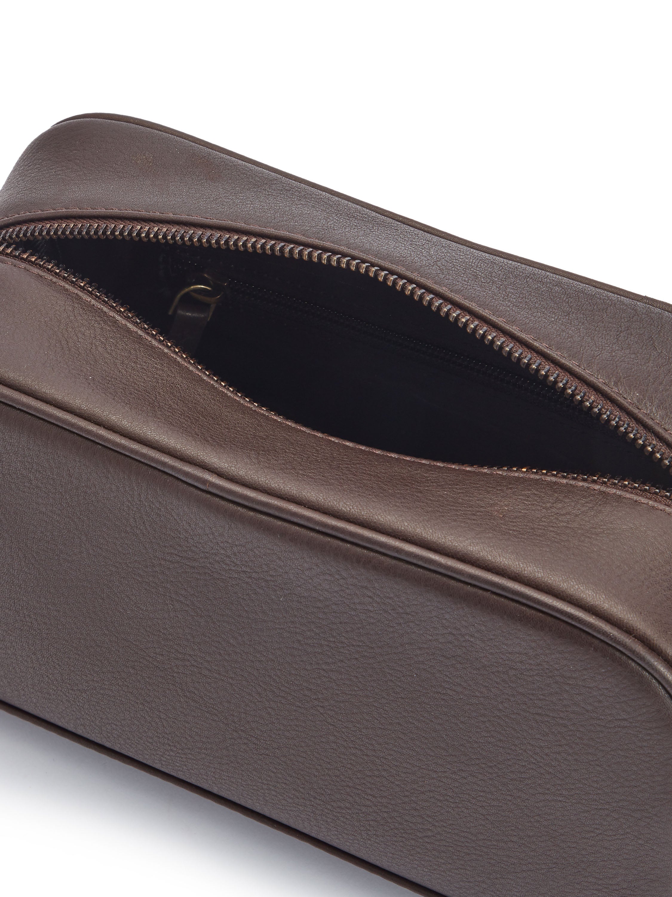 Leather Wash Bag - Brown