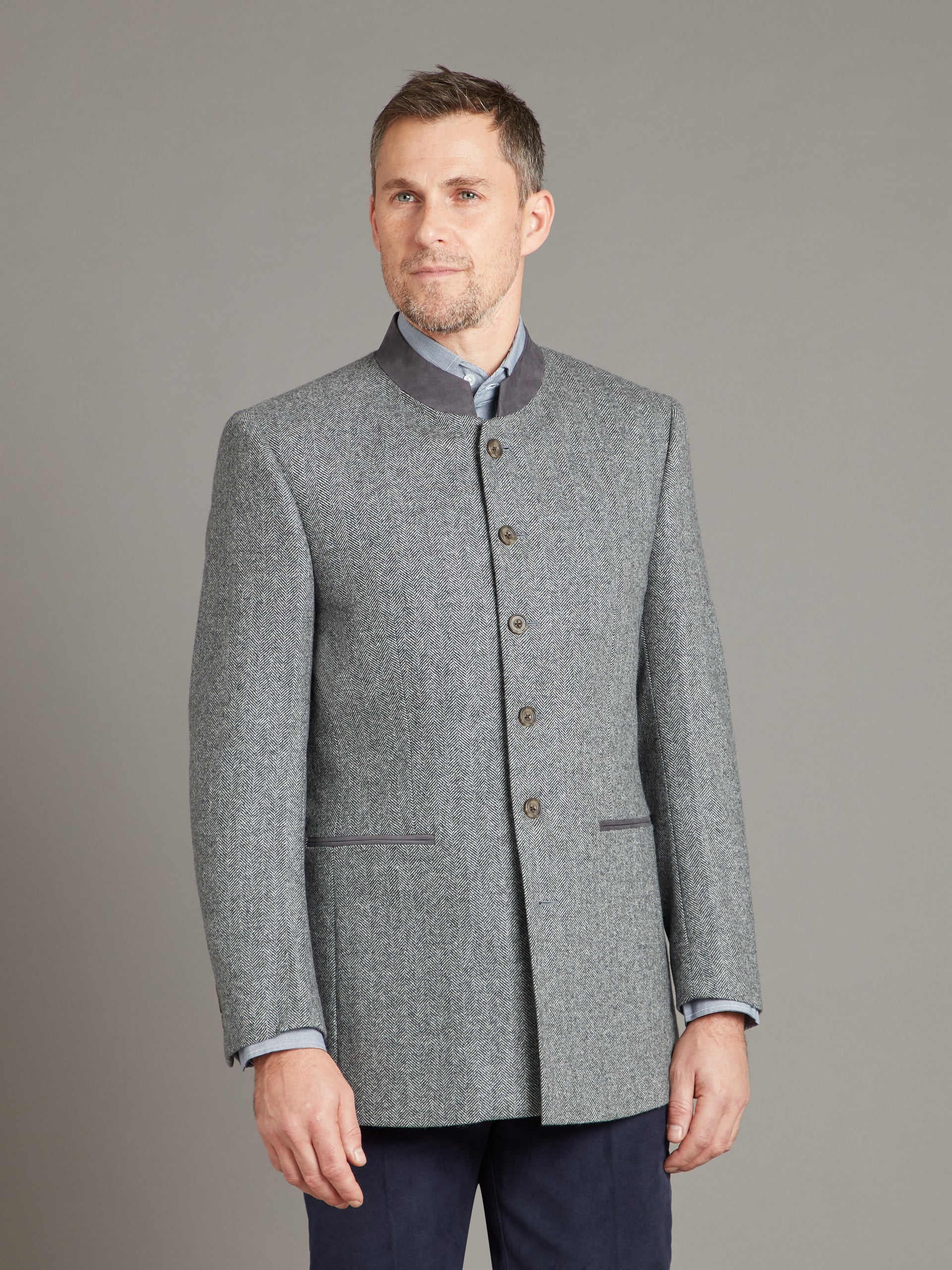 Austrian Jacket Black Grey Herringbone