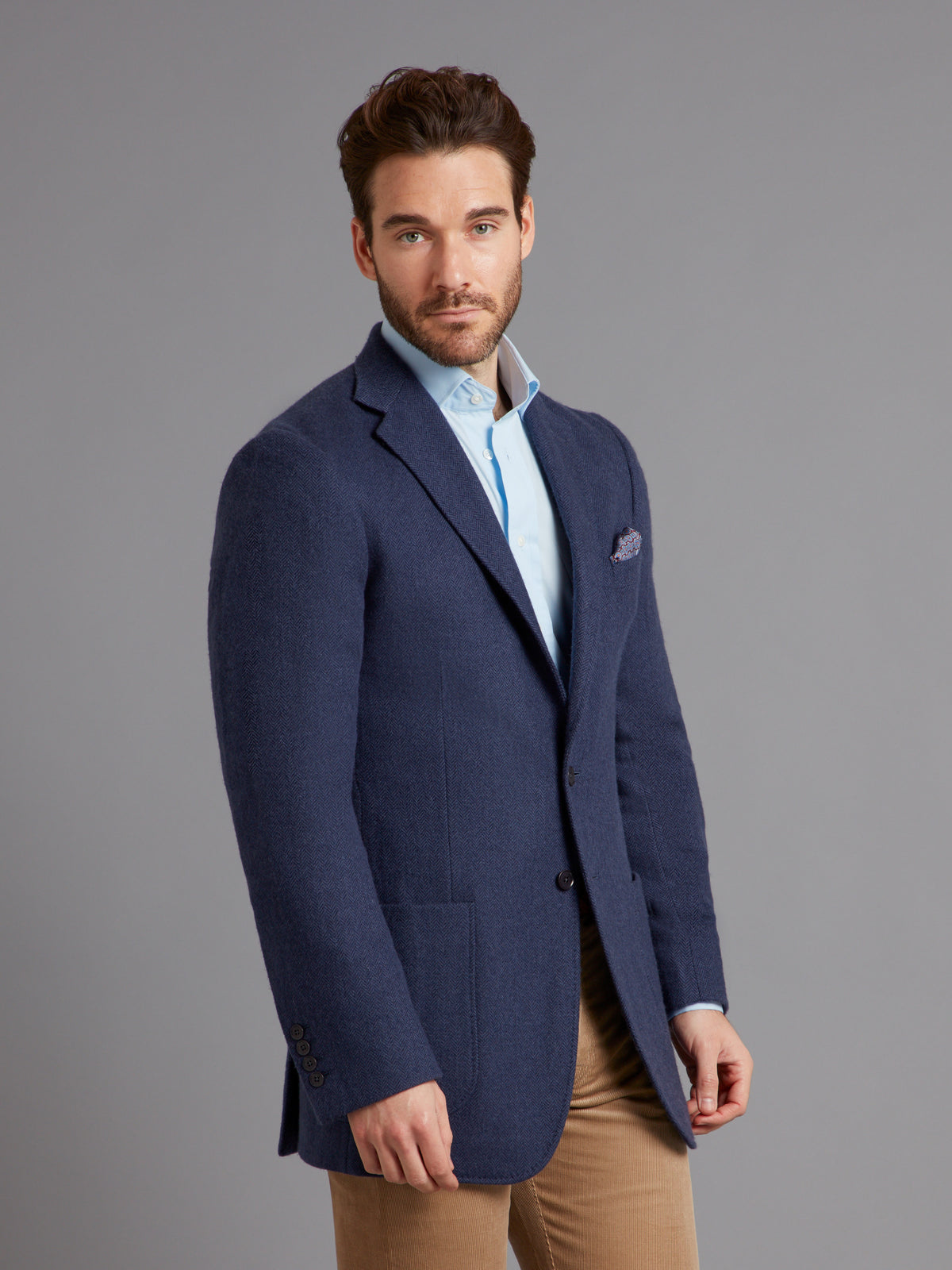 Unstructured Jacket Herringbone Cashmere