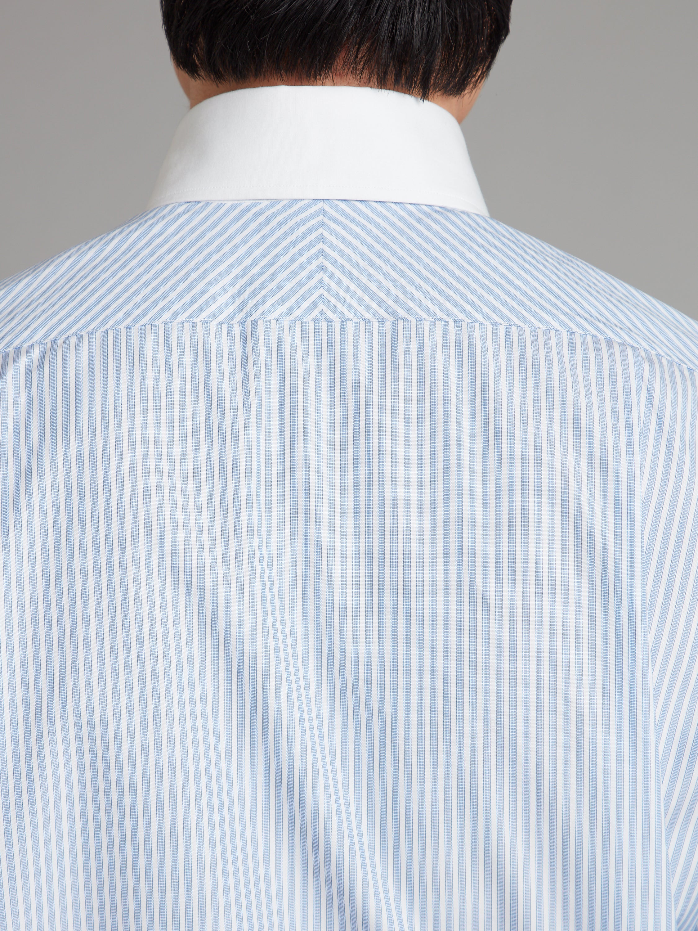 Dobby Stripe Shirt with White Collar and Cuff