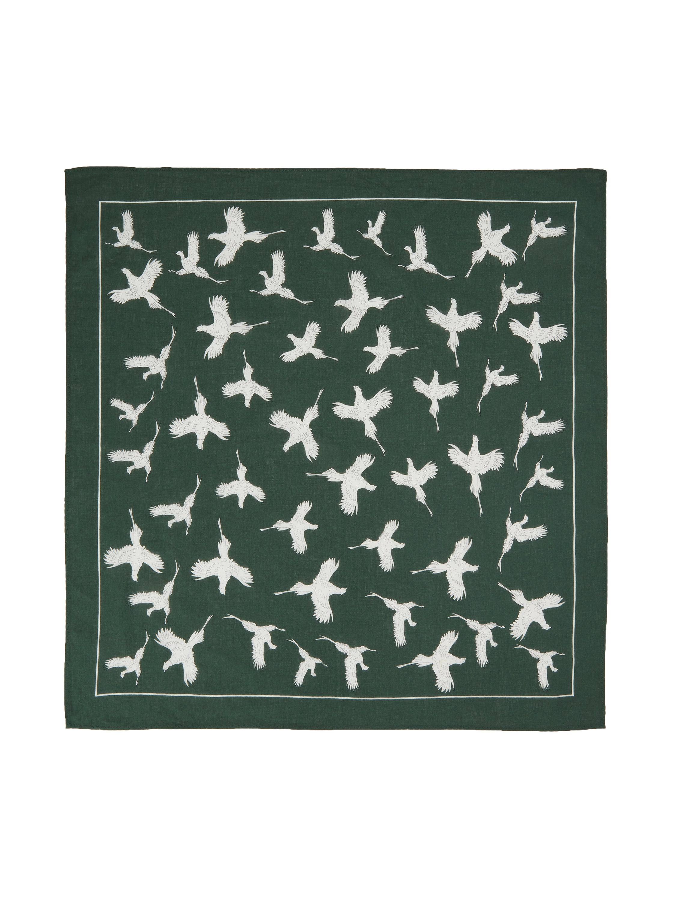 Cotton Pheasant Handkerchief - Bottle Green