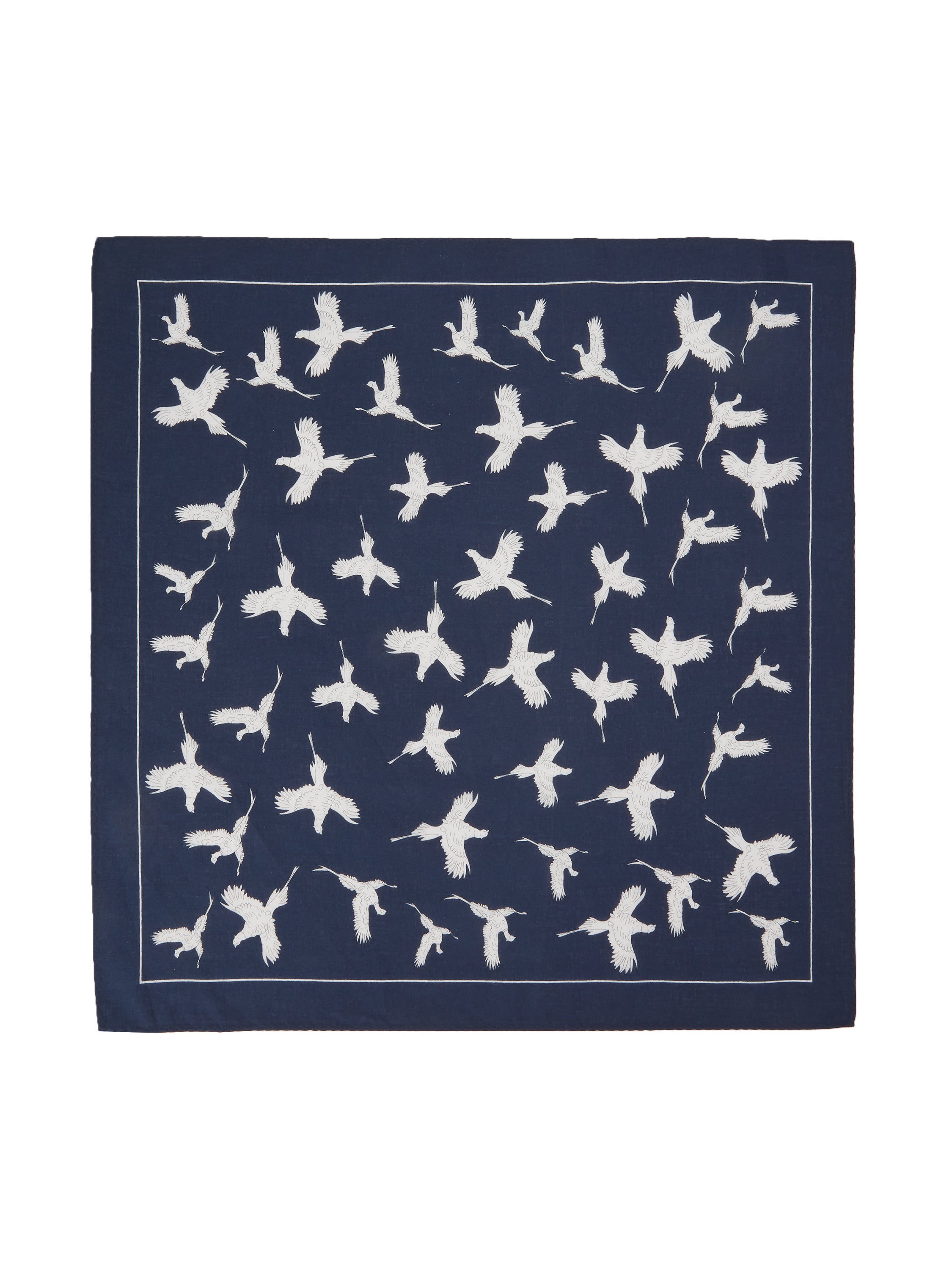 Cotton Pheasant Handkerchief - Navy