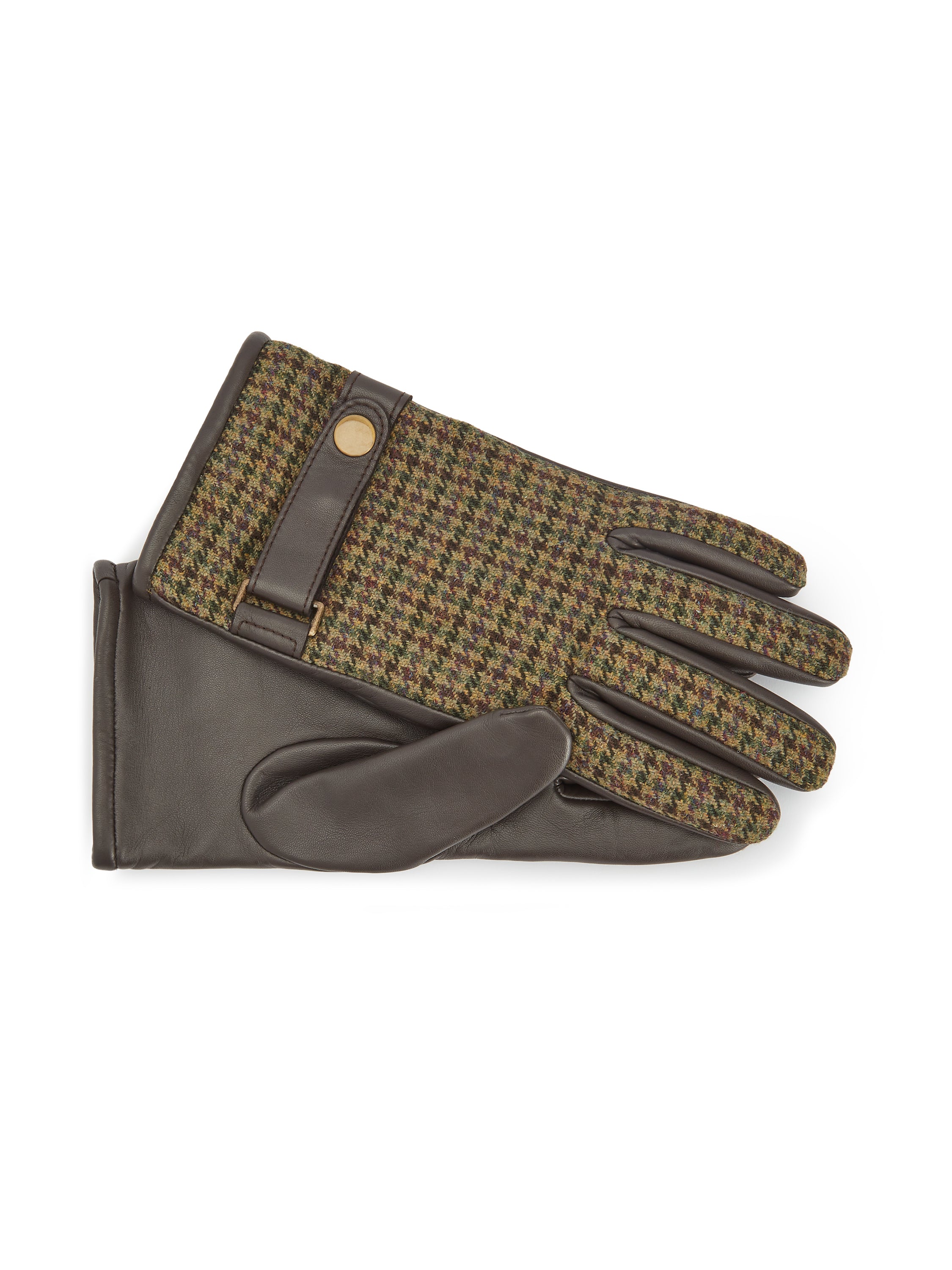Men's Tweed and Leather Cashmere Lined Gloves