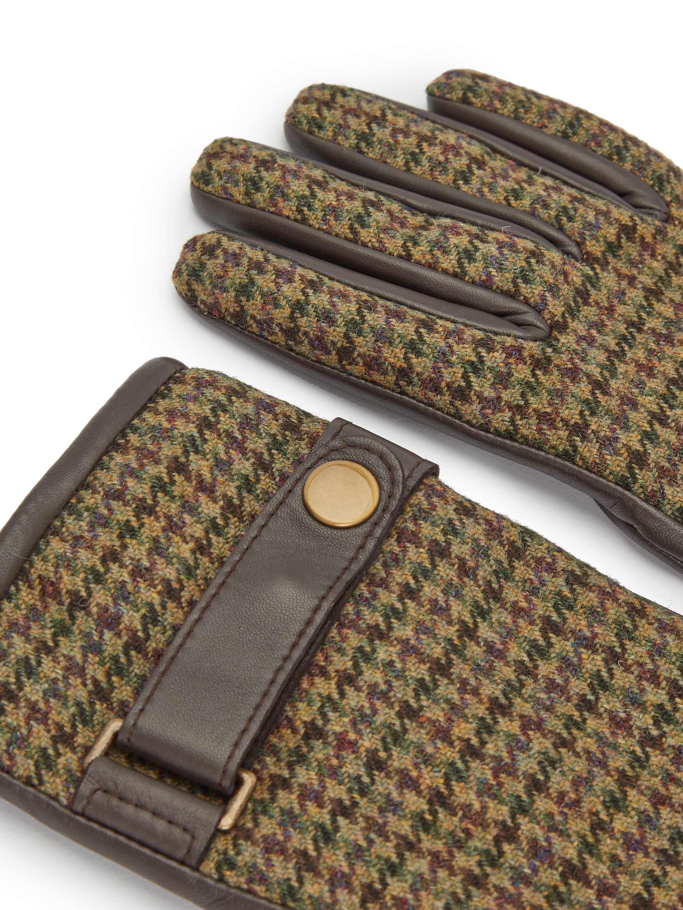 Men's Tweed and Leather Cashmere Lined Gloves