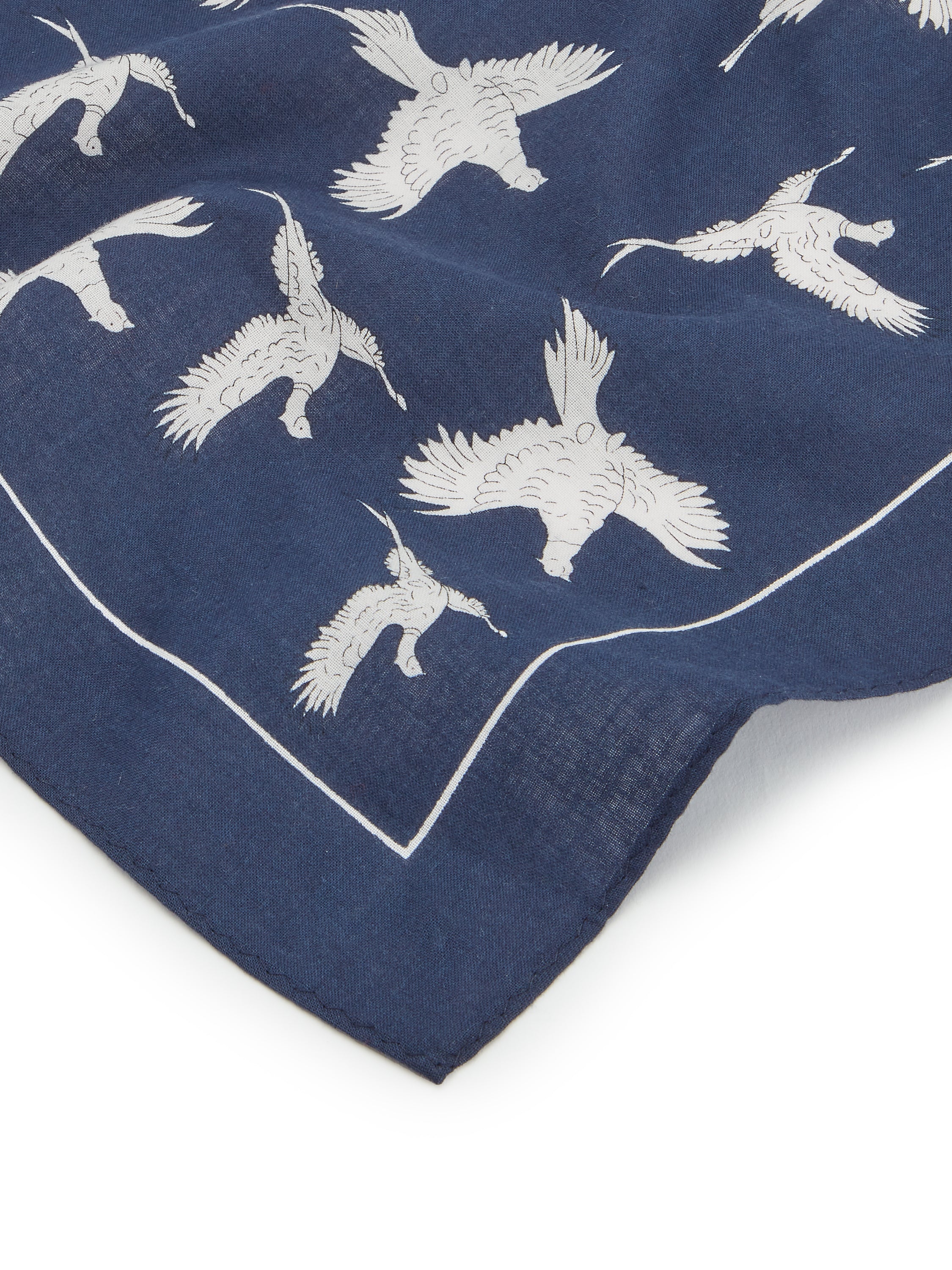 Cotton Pheasant Handkerchief - Navy