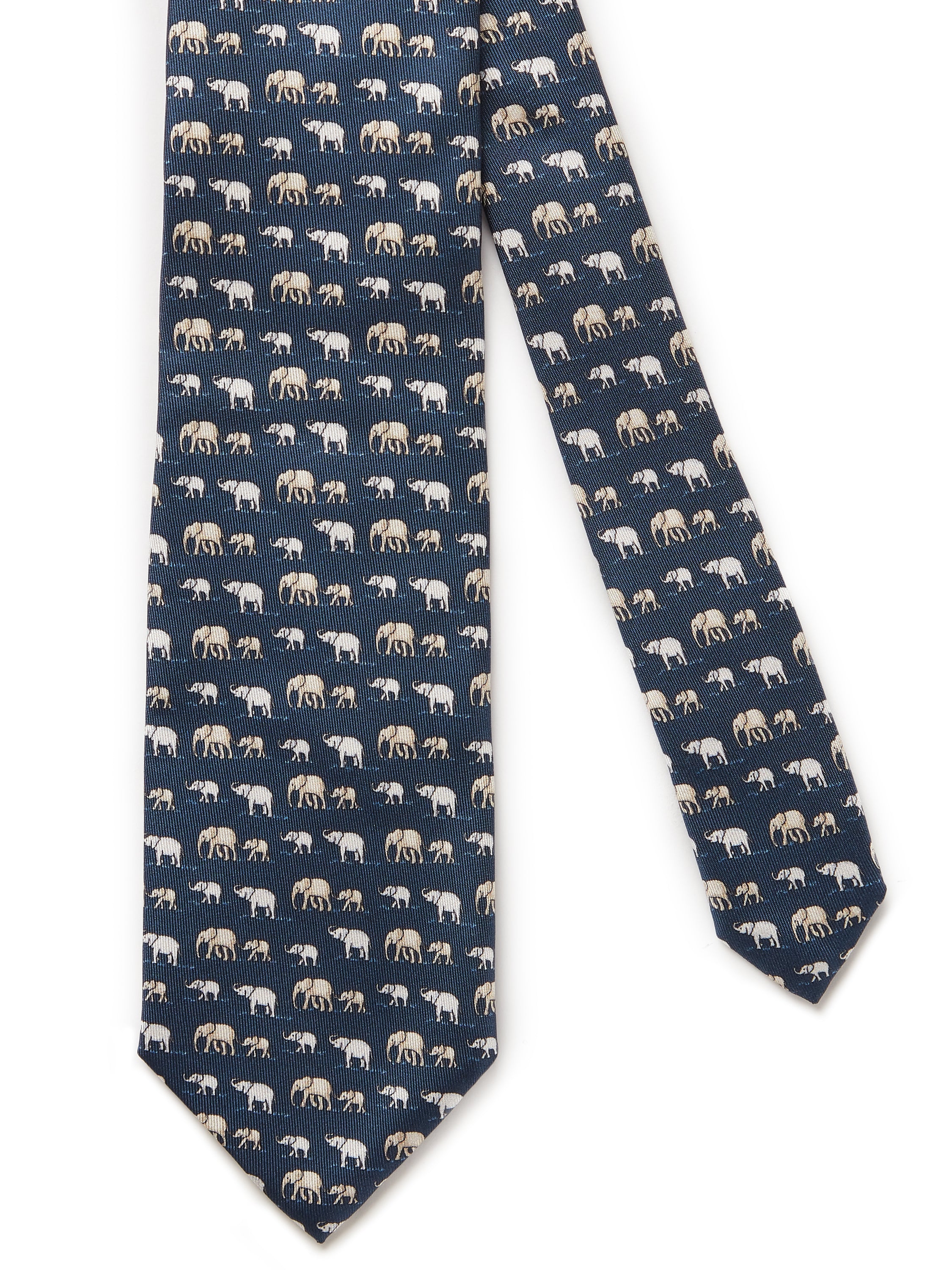 Italian Silk Elephant Tie - Navy
